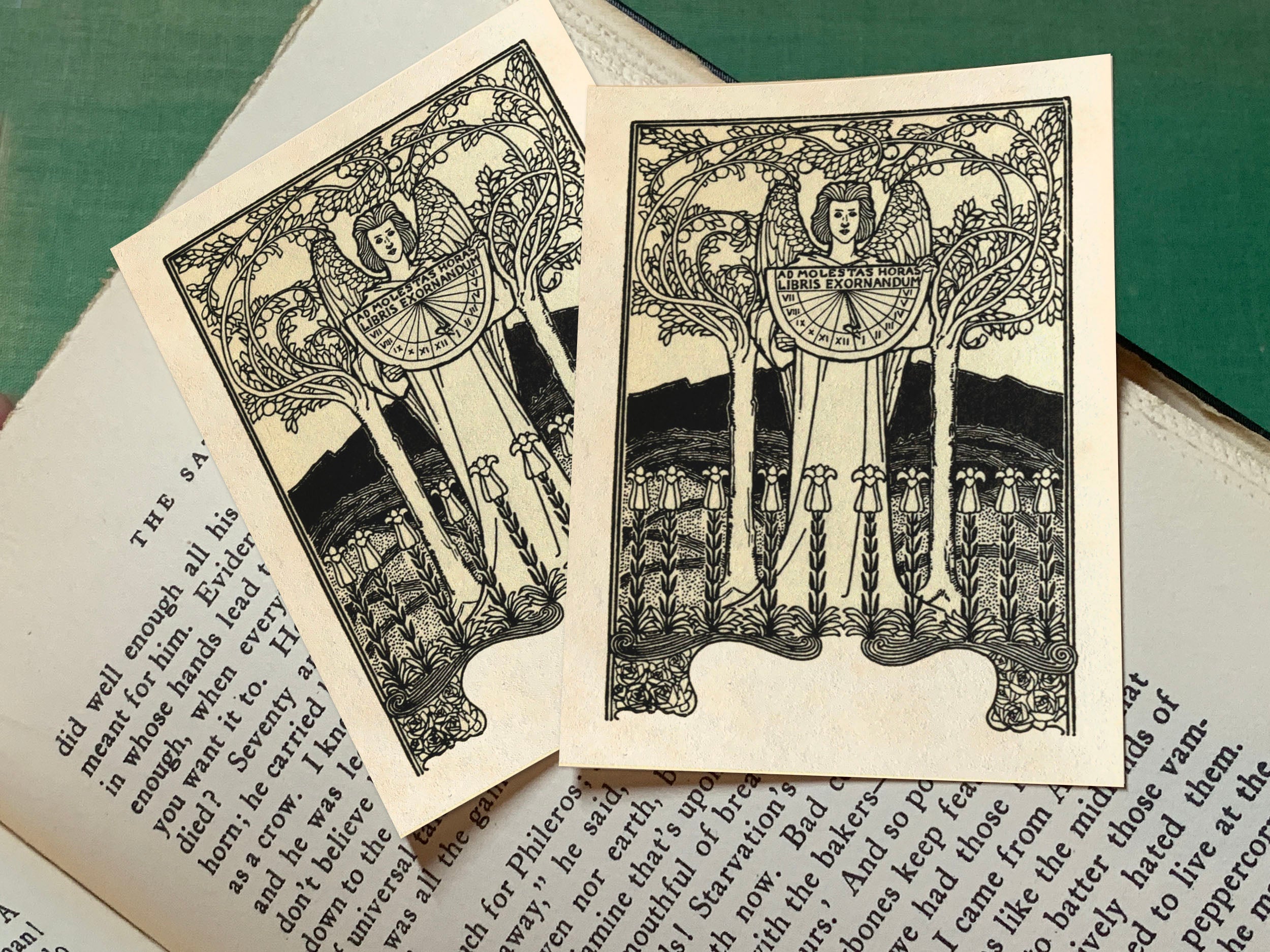 Stained Glass Angel, Personalized Gothic Ex-Libris Bookplates, Crafted on Traditional Gummed Paper, 3in x 4in, Set of 30