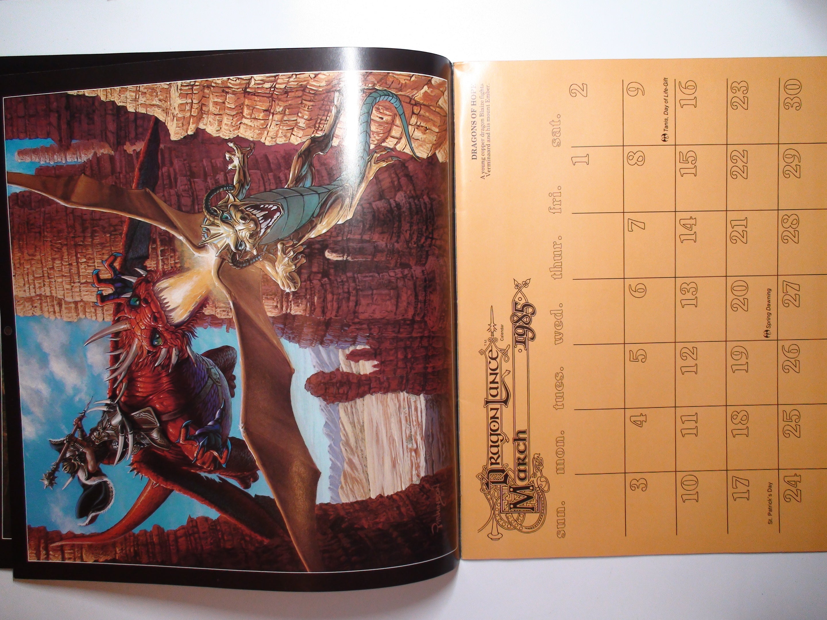 Dragonlance, Dungeons & Dragons 1985 Fantasy Calendar, Collectible