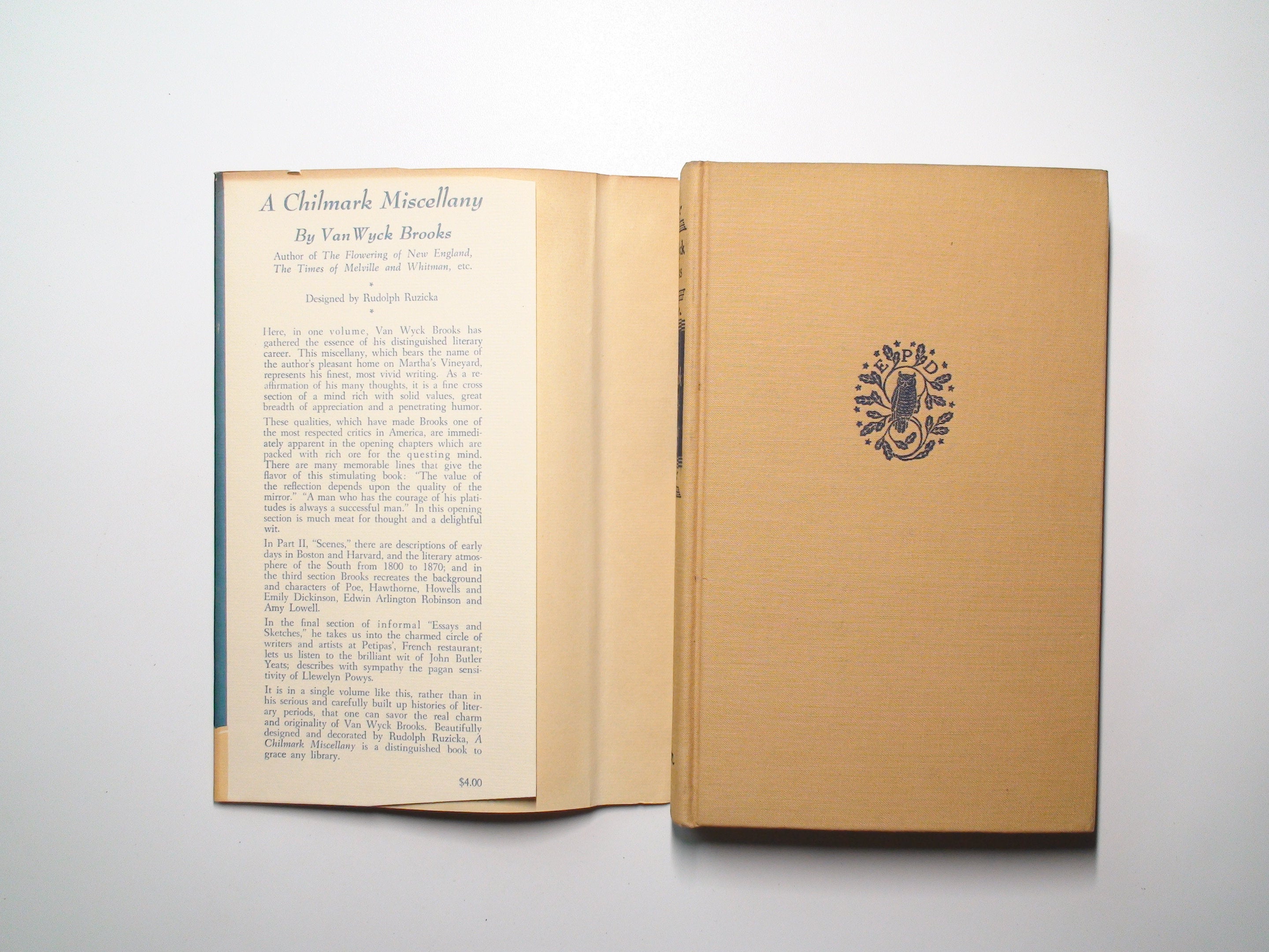 A Chilmark Miscellany, Van Wyck Brooks, 1st Ed, w DJ, 1948