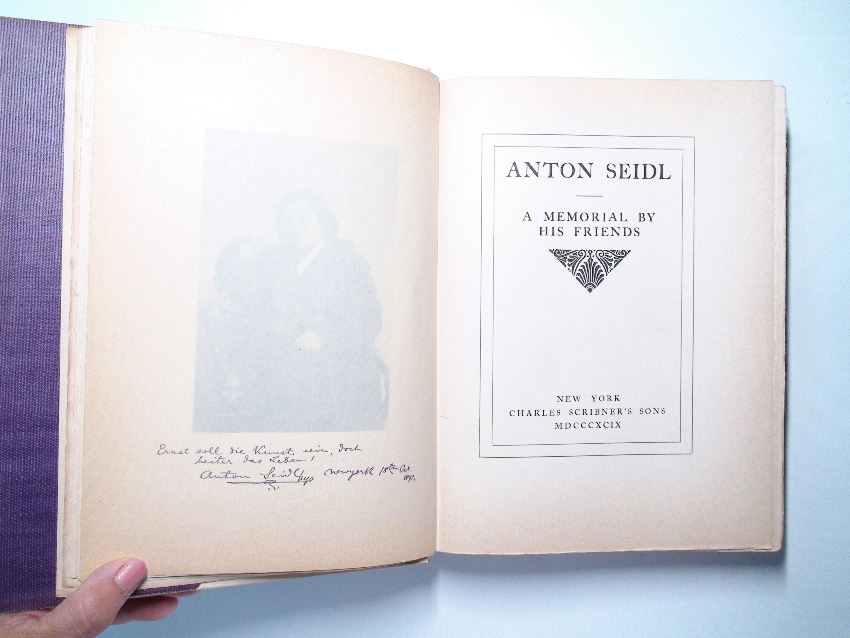 Anton Seidl, A Memorial by His Friends, Hardcover w DJ, Numbered 895/1000, 1899