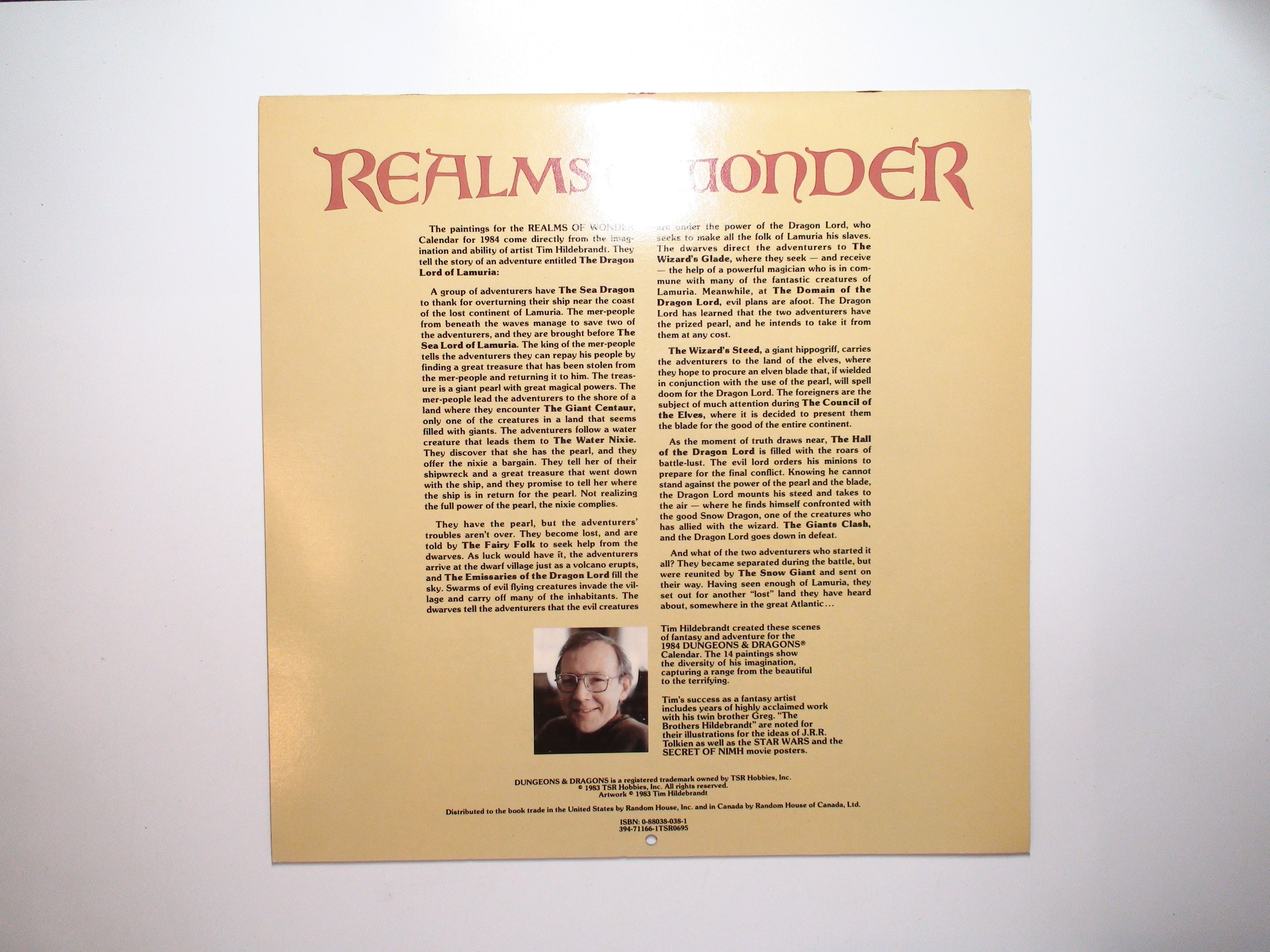 Realms of Wonder, Dungeons & Dragons 1984 Fantasy Calendar, Collectible