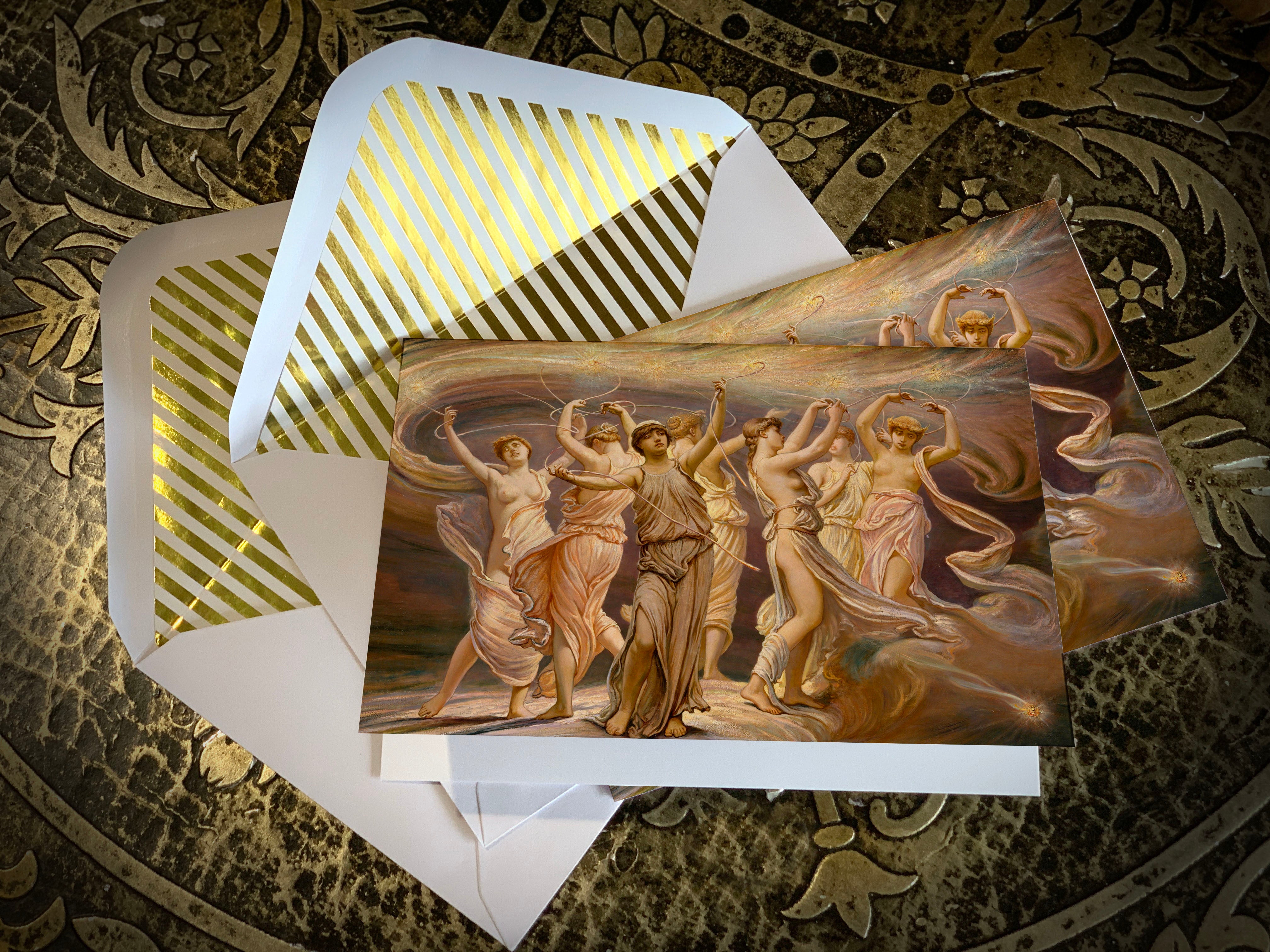 The Pleiades by Elihu Vedder, Celestial Greeting Card with Elegant Striped Gold Foil Envelope, 1 Card/Envelope