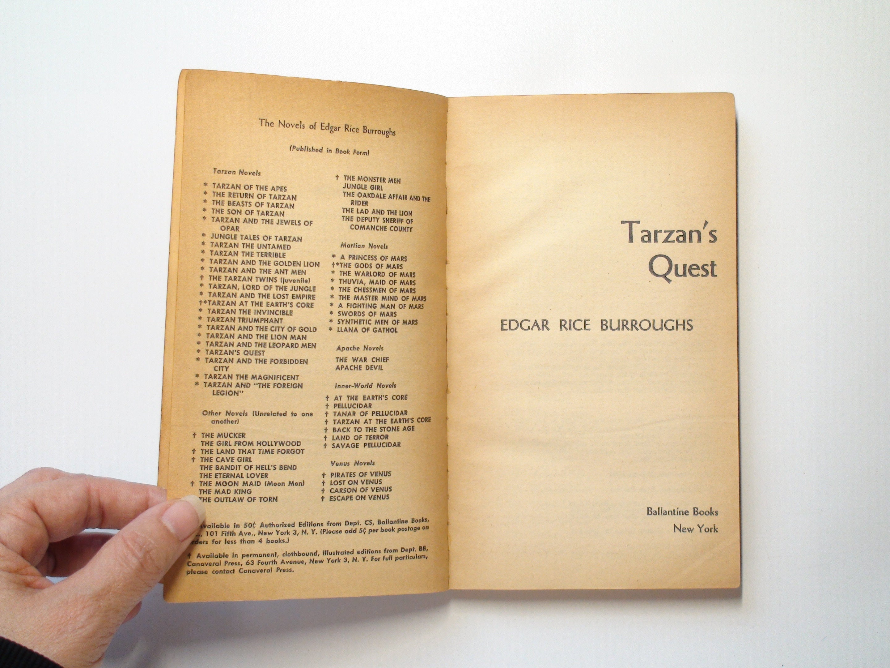 Tarzan's Quest, by Edgar Rice Burroughs, Vintage Paperback, 1964