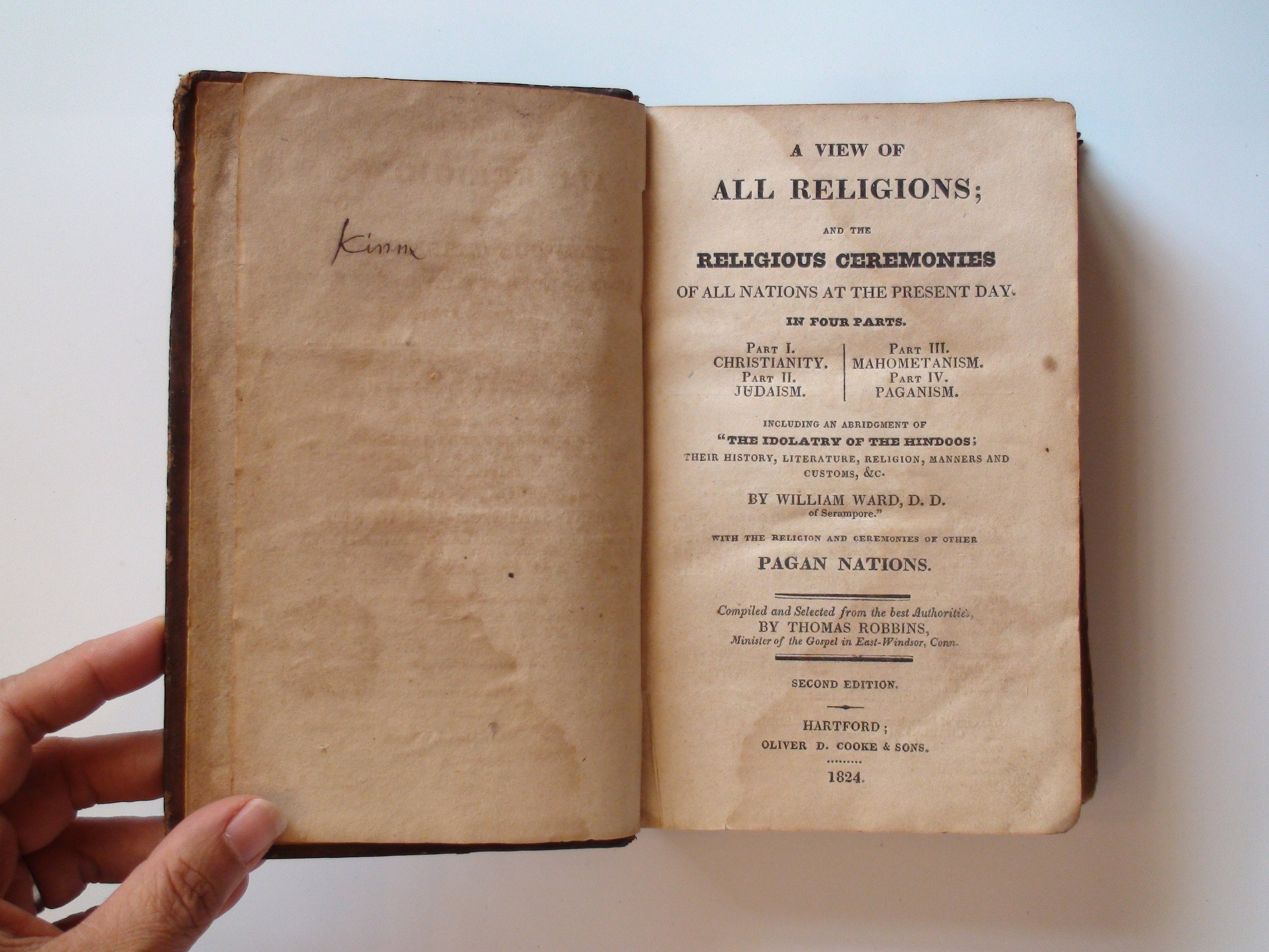 A View Of All Religions, Thomas Robbins, Illustrated, 2nd Ed, Leather, 1824