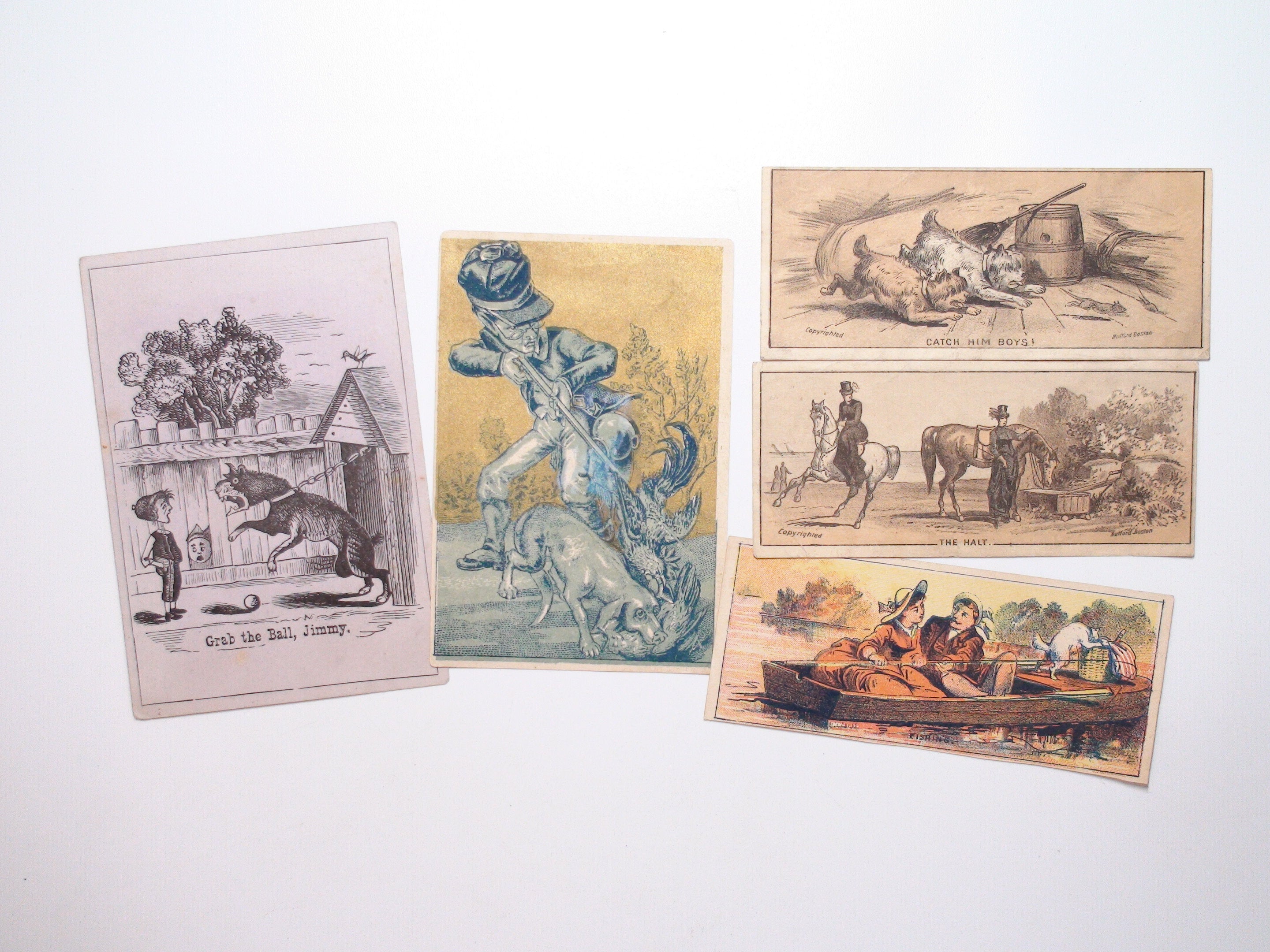 Lot of 12 Original Victorian Postcards, Various Sizes, Collectible, In Excellent Condition