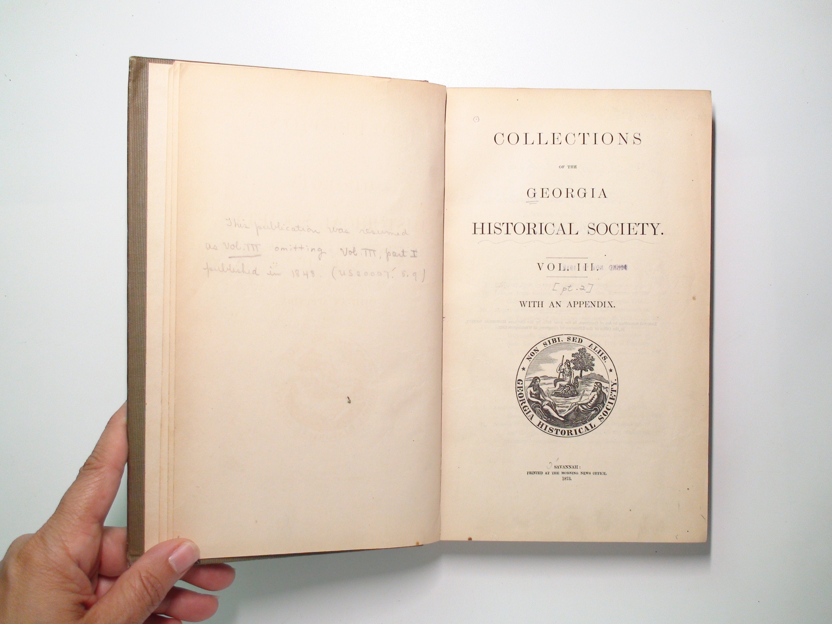 Collections Of The Georgia Historical Society Vol. III, 1st Ed, 1873
