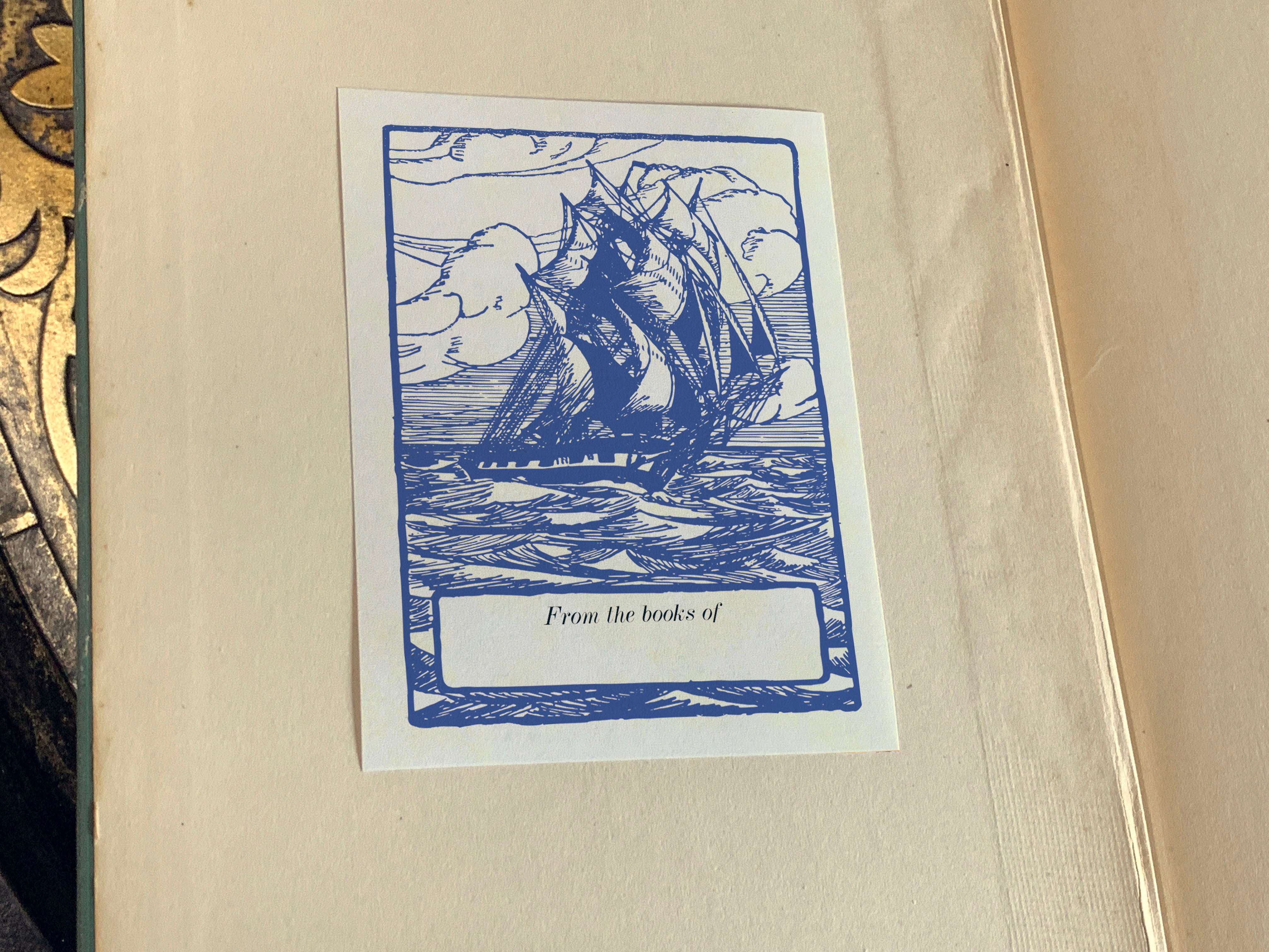 Sea Clipper, Personalized Naval Ex-Libris Bookplates, Crafted on Traditional Gummed Paper, 3in x 4in, Set of 30