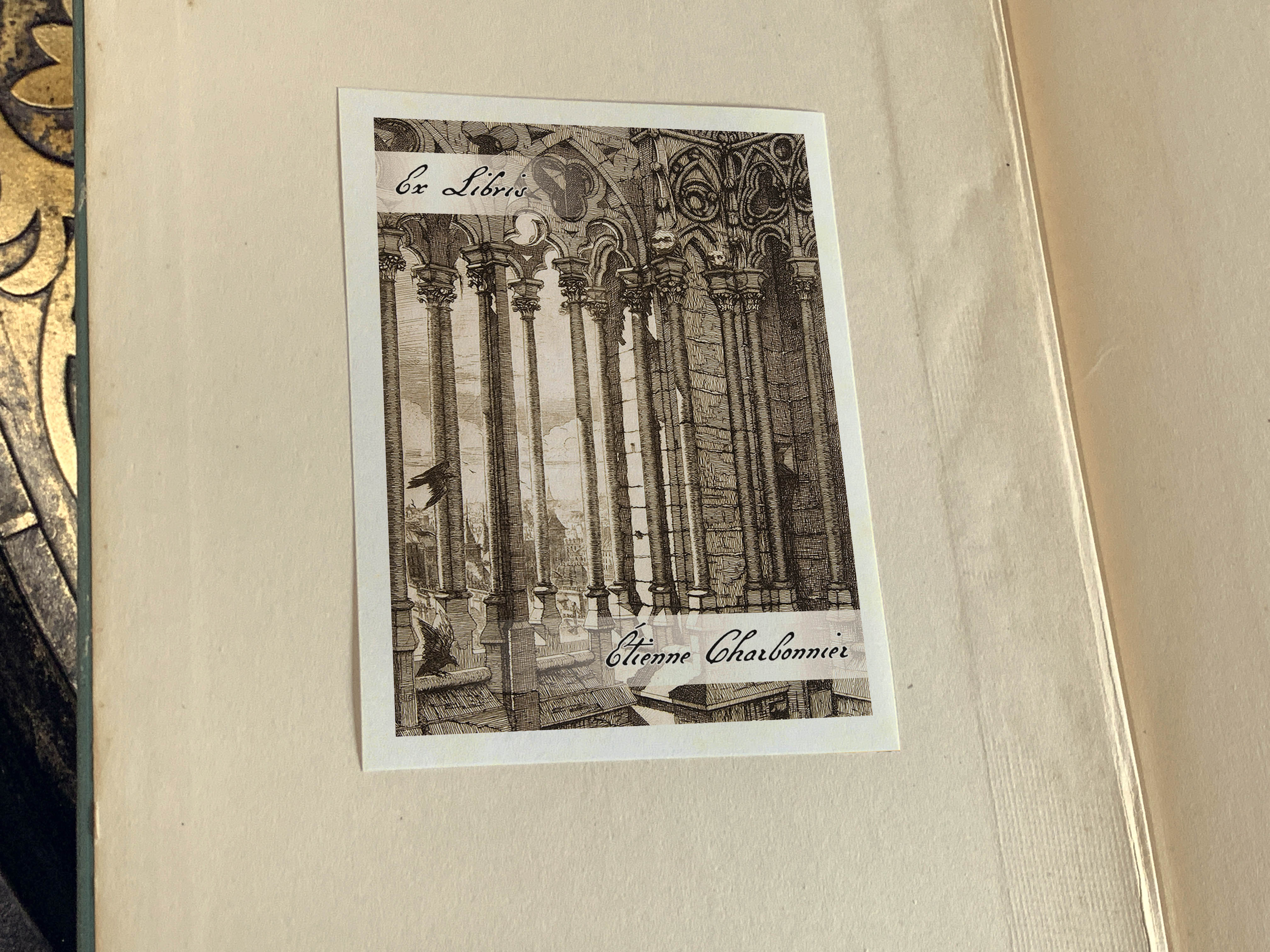 Notre Dame Gallery, Personalized Gothic Ex-Libris Bookplates, Crafted on Traditional Gummed Paper, 3in x 4in, Set of 30