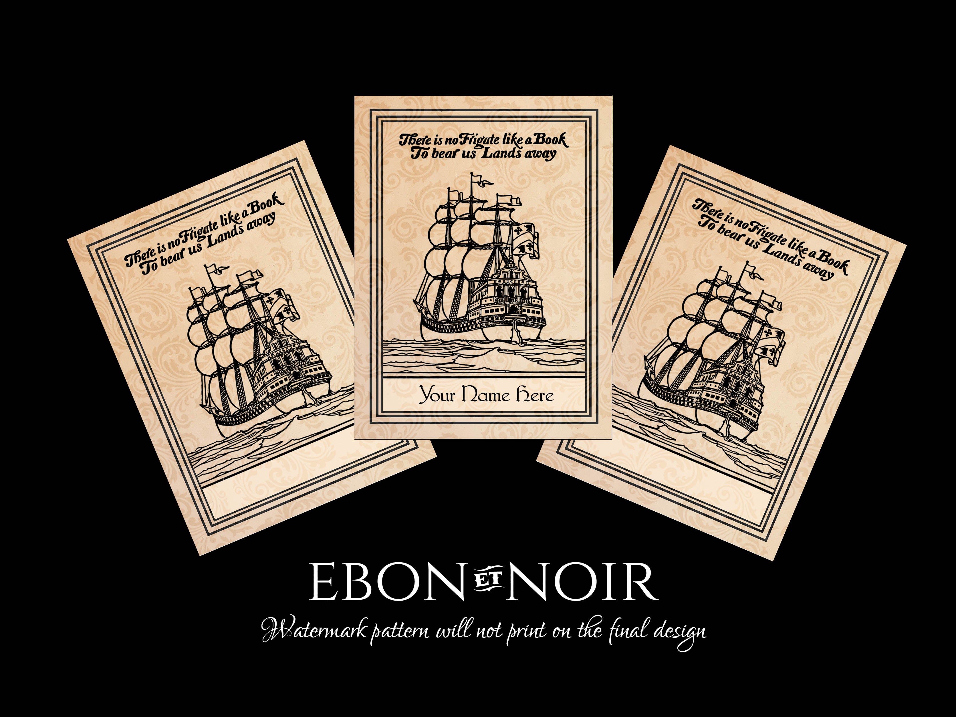 Frigate, Personalized Ex-Libris Bookplates, Crafted on Traditional Gummed Paper, 3in x 4in, Set of 30