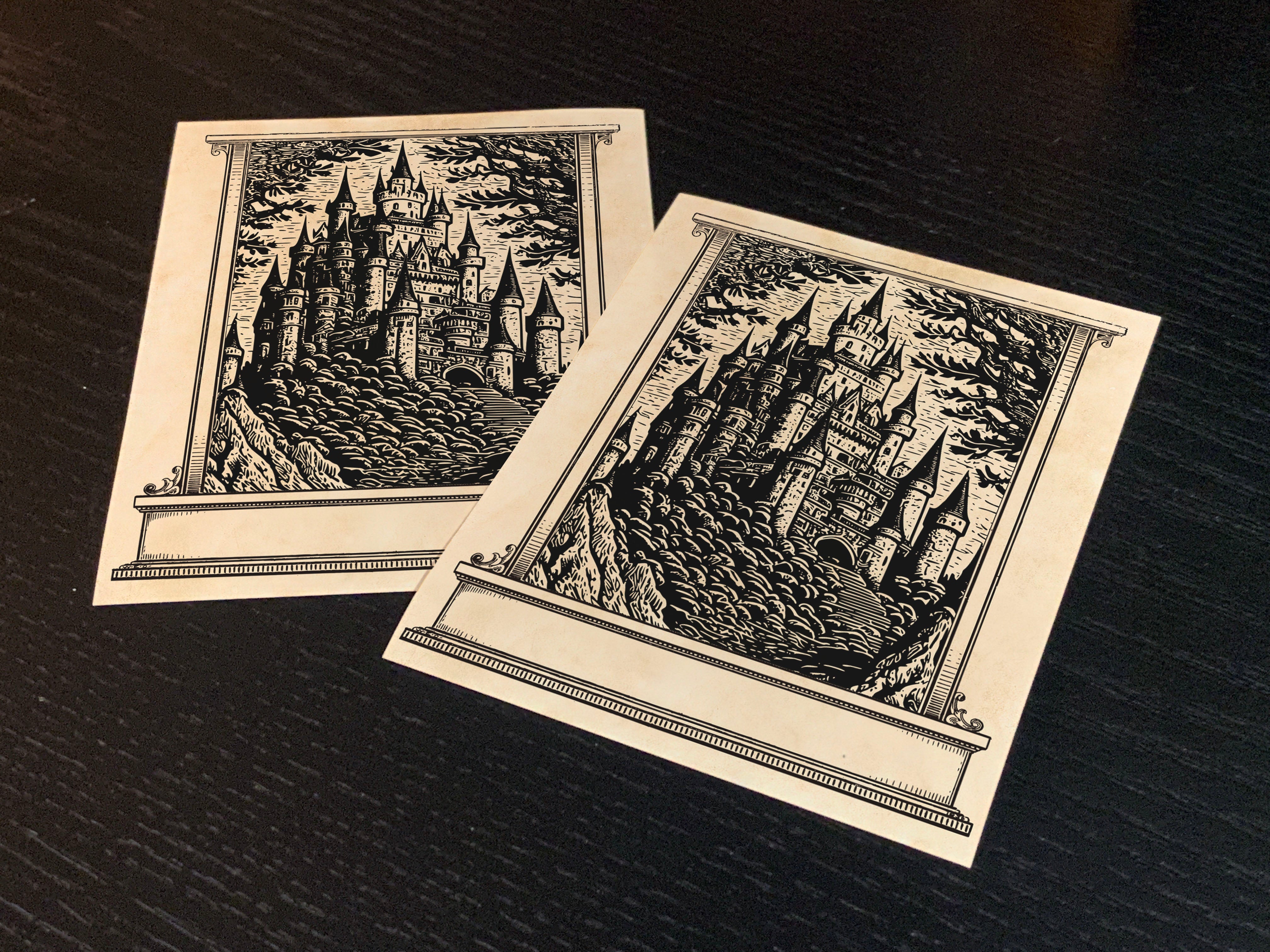 Fantasy Castle, Personalized Ex-Libris Bookplates, Crafted on Traditional Gummed Paper, 3in x 4in, Set of 30