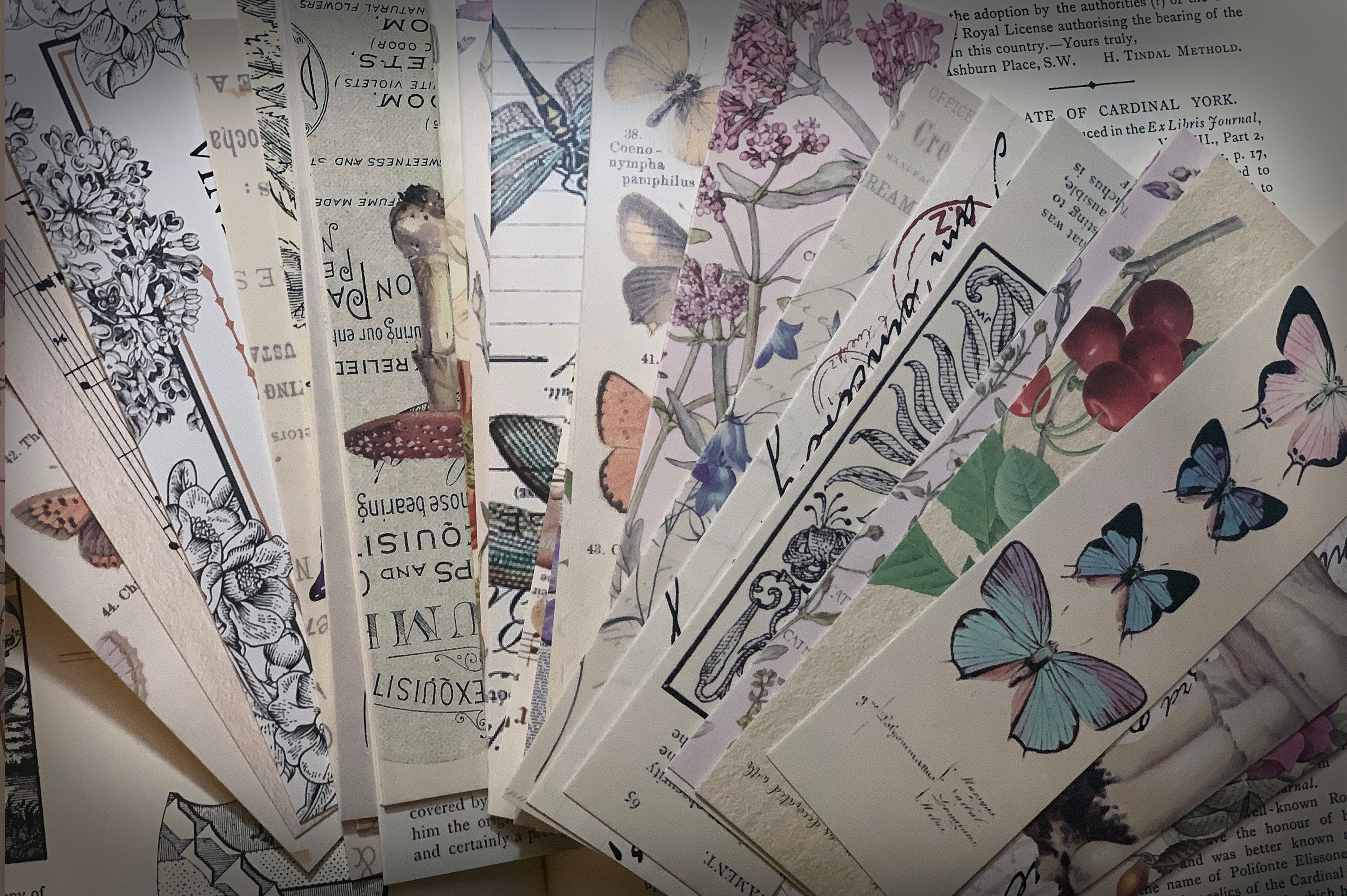 Vintage Garden, 30 Piece, Printed Bookmark Set Inspired by Victorian Horticulture, Great for Scrapbooking & Junk Journals