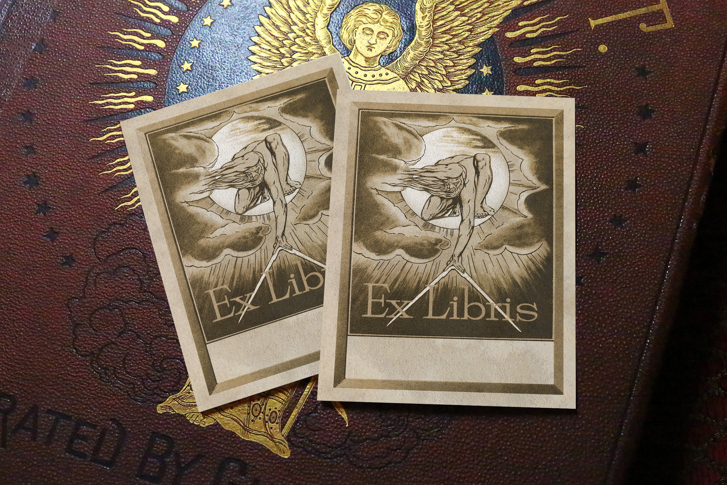 The Ancient of Days by William Blake, Personalized Ex-Libris Bookplates, Crafted on Traditional Gummed Paper, 3in x 4in, Set of 30