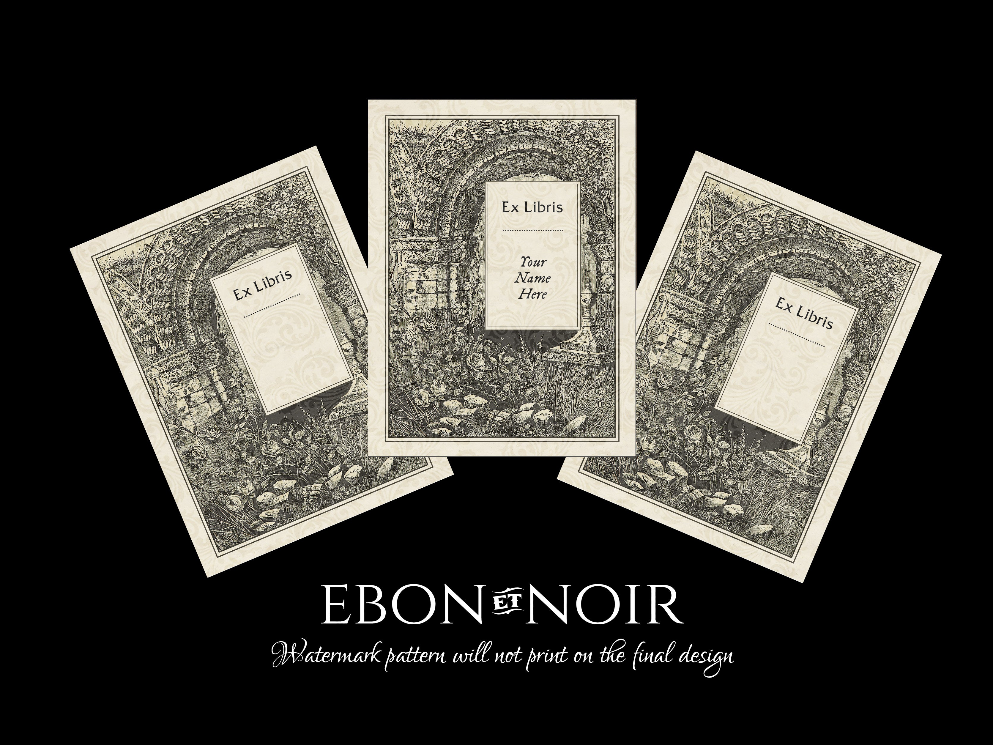 Rose Bower, Personalized Ex-Libris Bookplates, Crafted on Traditional Gummed Paper, 3in x 4in, Set of 30