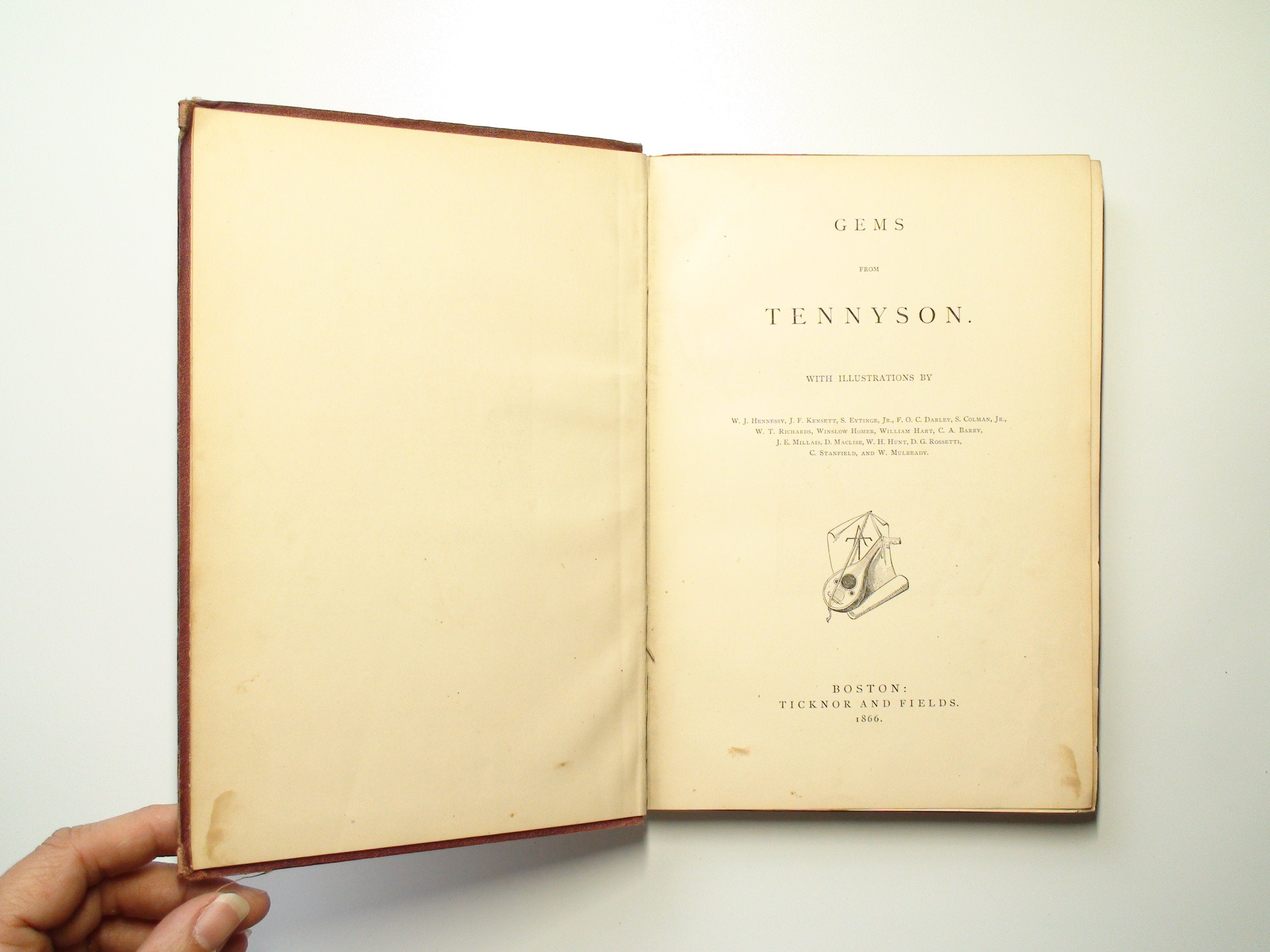 Gems from Tennyson, Illustrated, Ticknor and Fields, 1st Ed, 1866