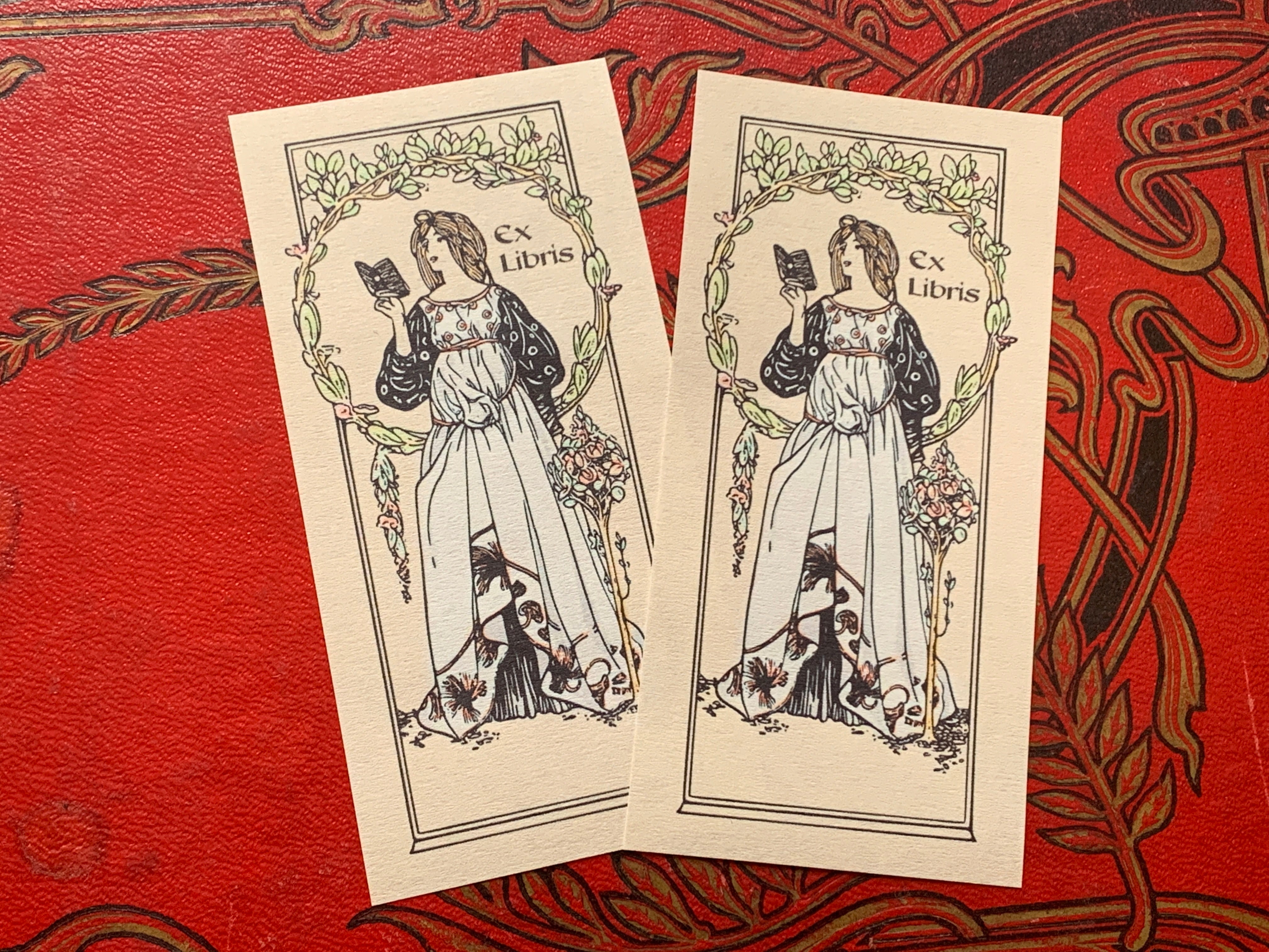 Spring Maiden, Personalized Ex-Libris Bookplates, Crafted on Traditional Gummed Paper, 2in x 4in, Set of 30