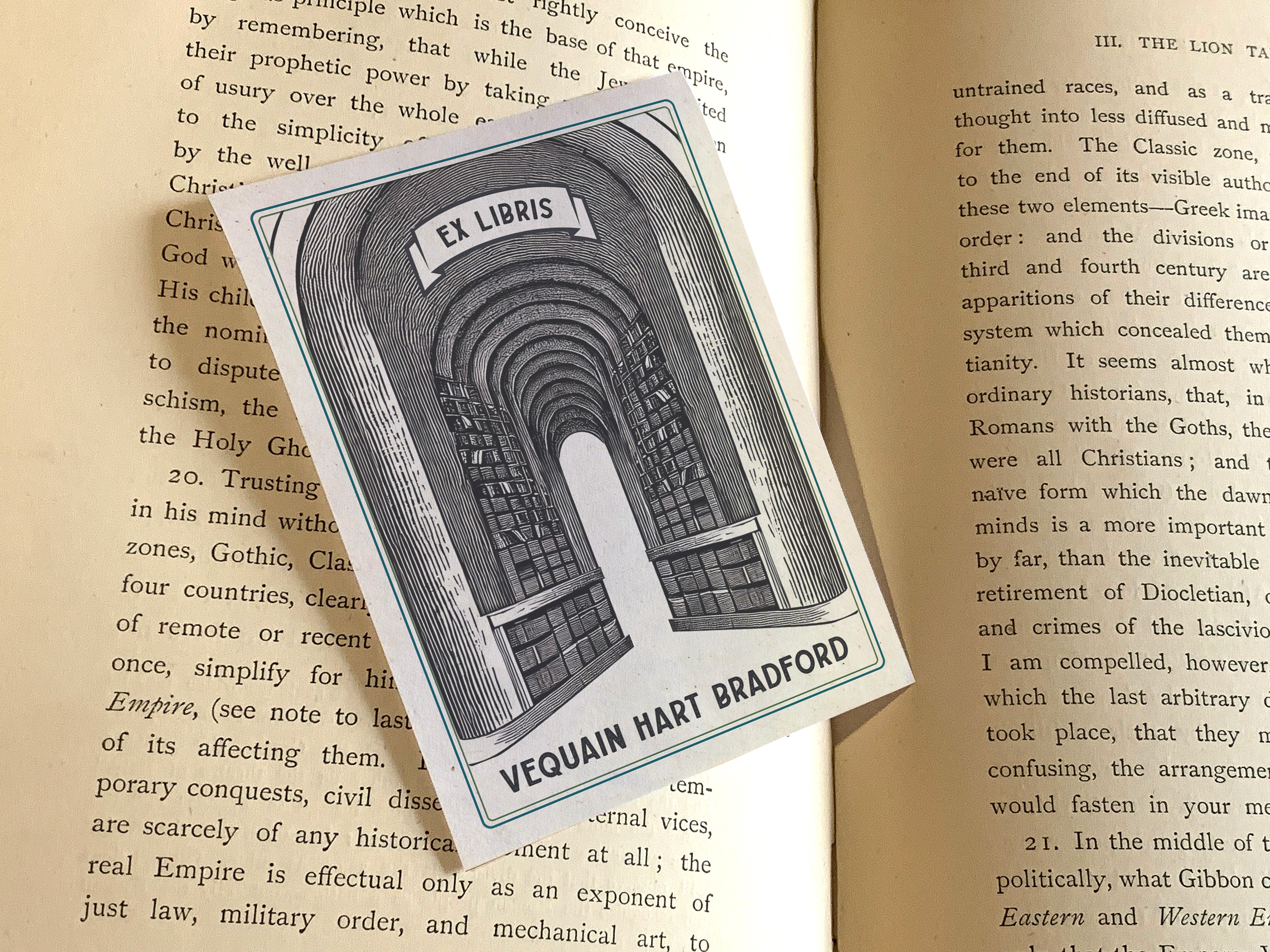 Eternal Library, Personalized Gothic Ex-Libris Bookplates, Crafted on Traditional Gummed Paper, 3in x 4in, Set of 30