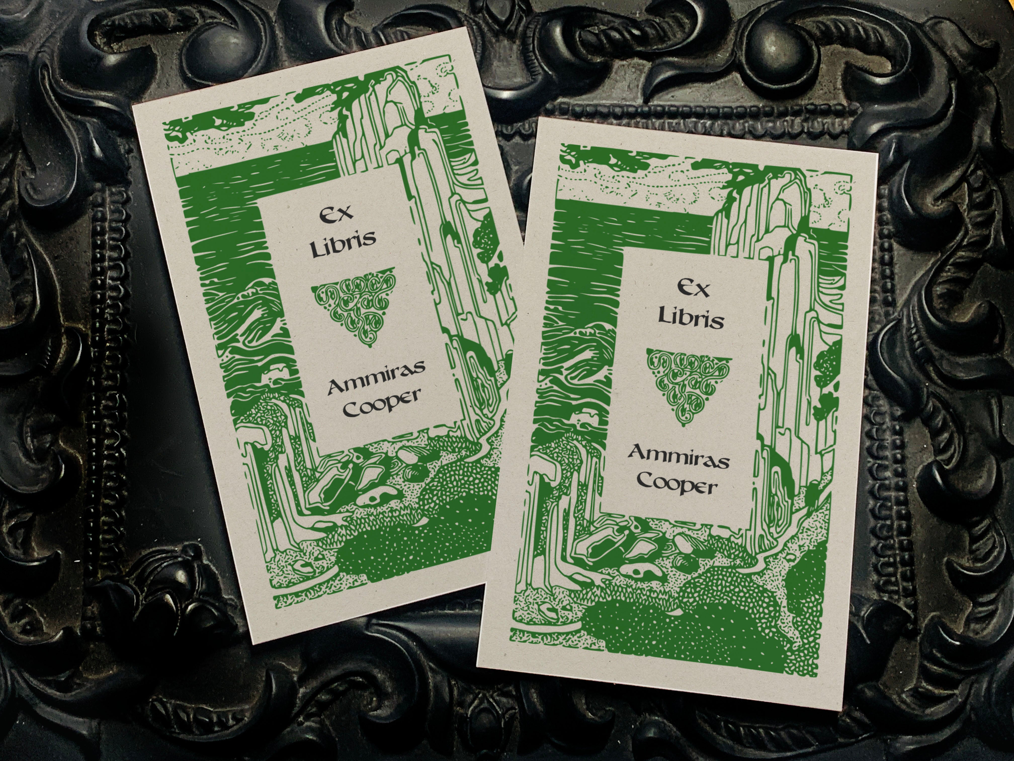 Seashore Woodcut, Personalized Ex-Libris Bookplates, Crafted on Traditional Gummed Paper, 2.5in x 4in, Set of 30
