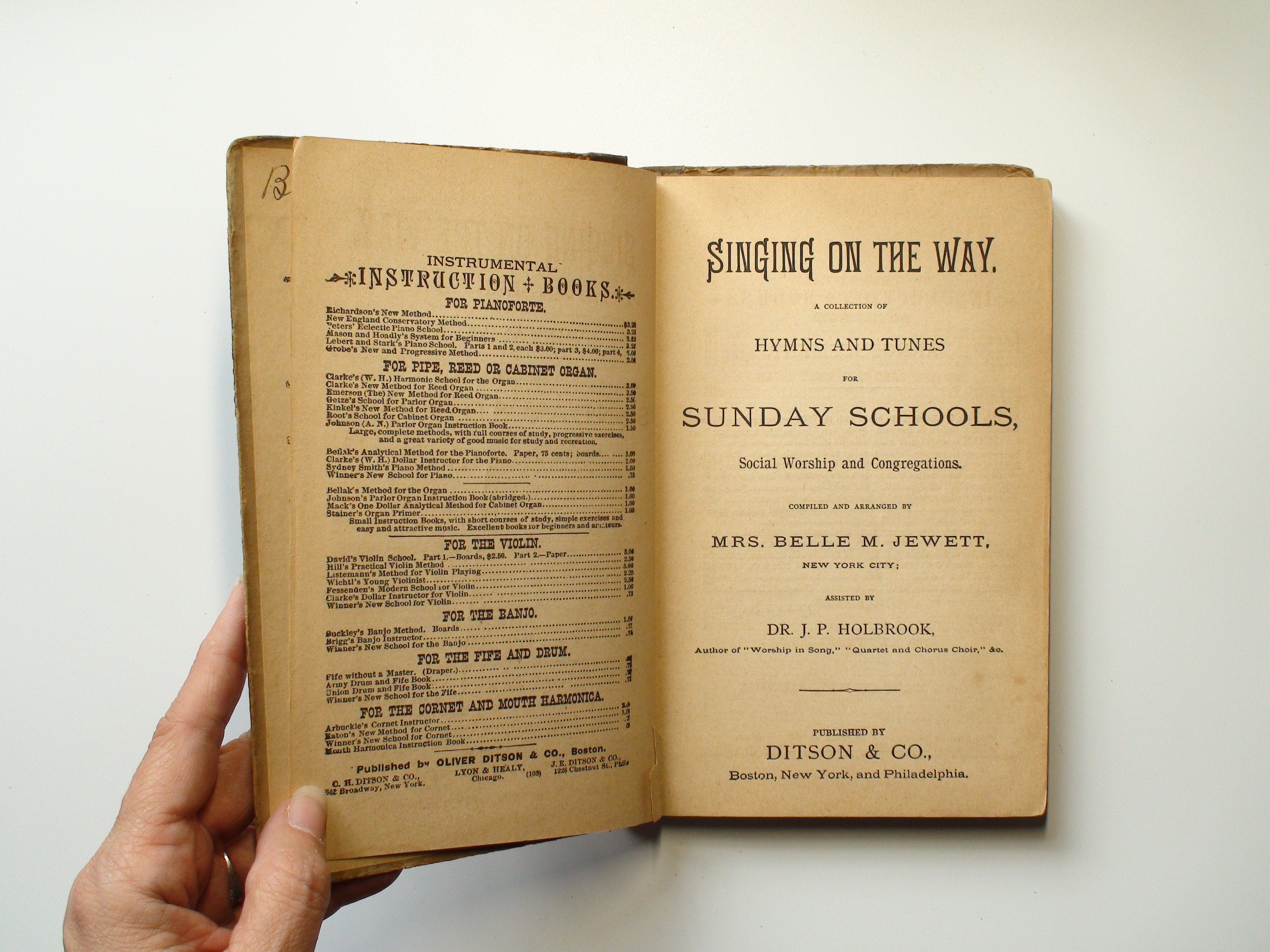 Singing on the Way, Sunday School Hymns, Belle M. Jewett, 1st. Ed., 1882, Scarce
