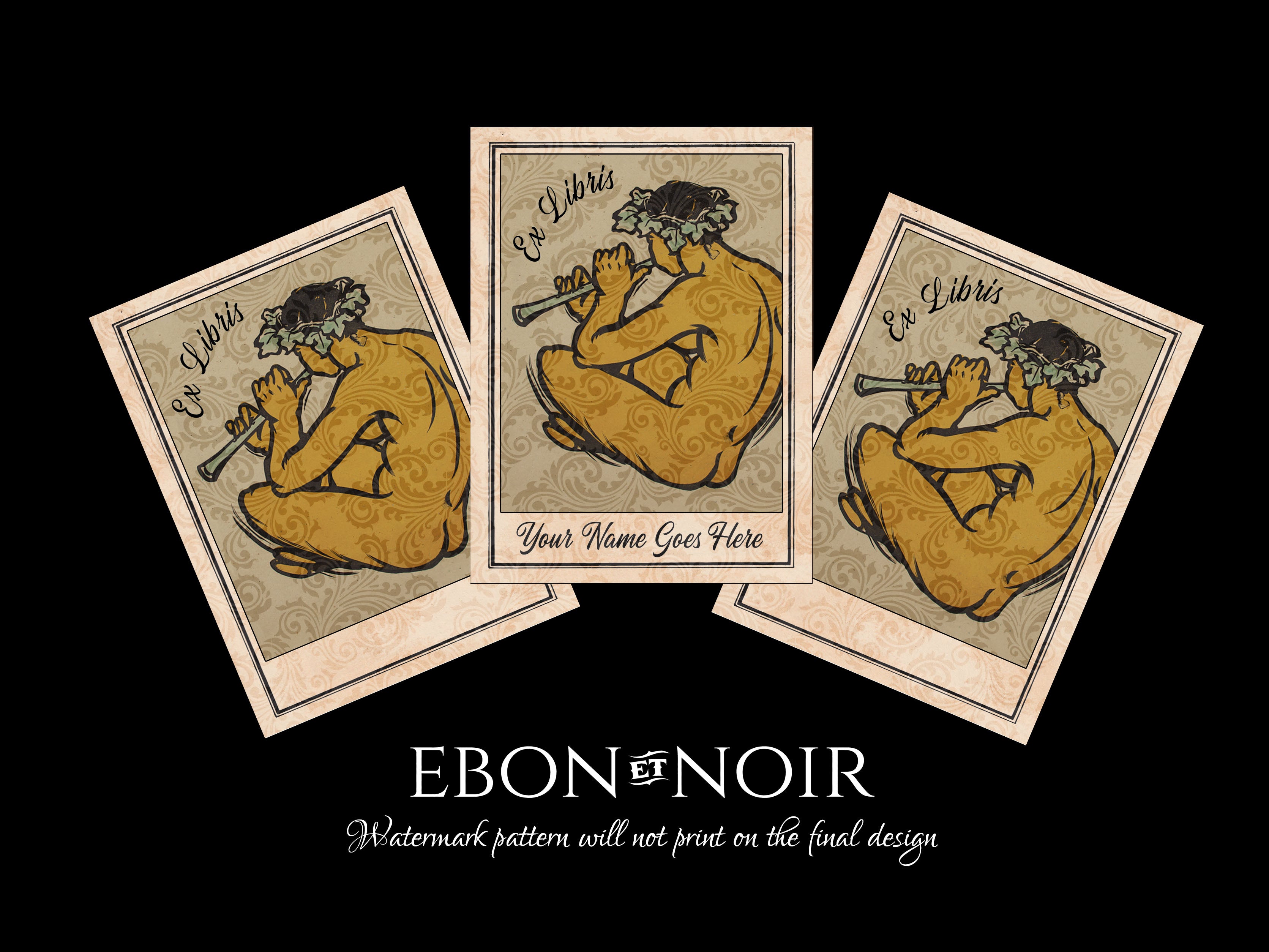 Woodland Reveler, Personalized, Ex-Libris Bookplates, Crafted on Traditional Gummed Paper, 3in x 4in, Set of 30