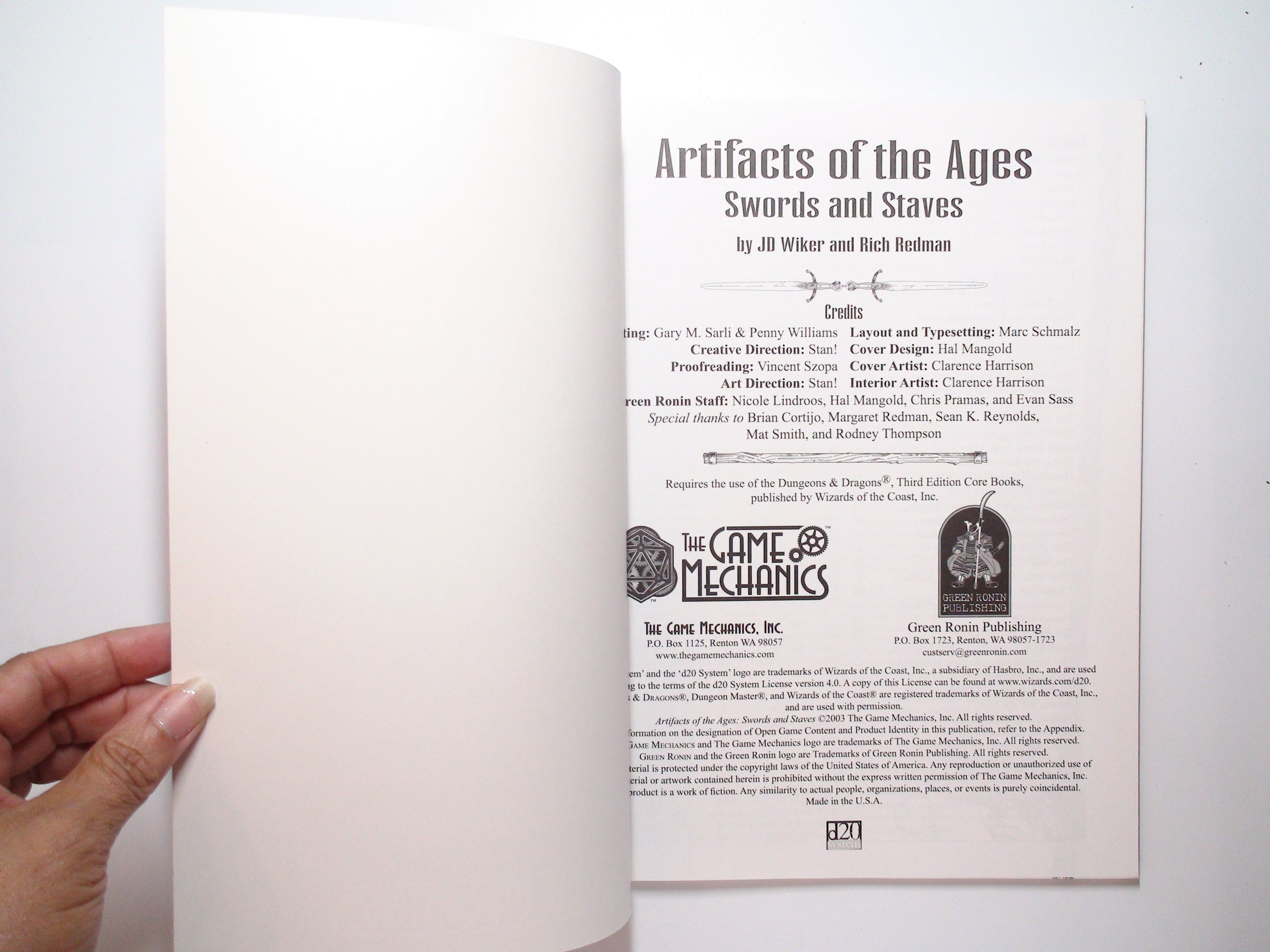 Artifacts of the Ages, Swords & Staves, The Game Mechanics, D20 System, 2003