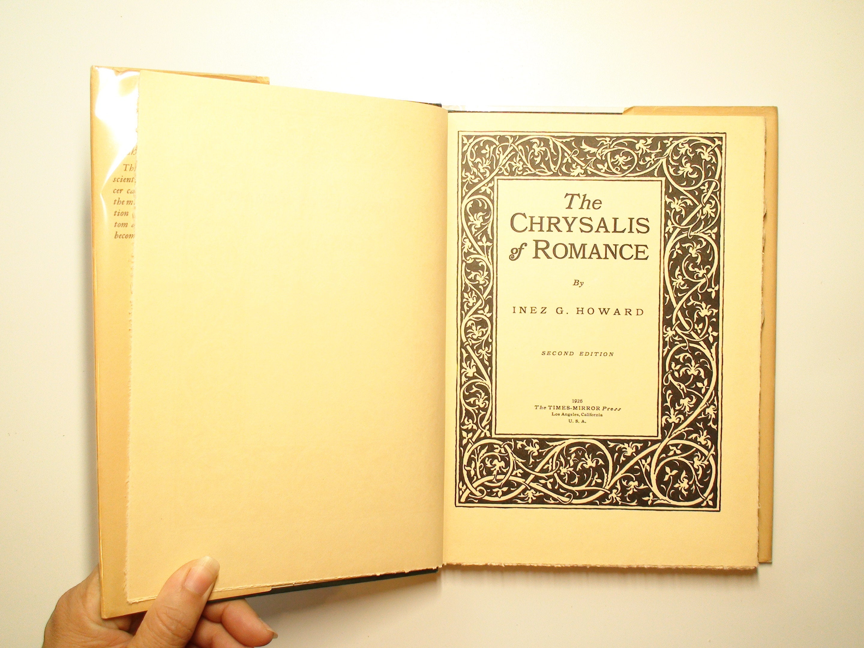 The Chrysalis of Romance, Inez G. Howard, Illustrated, 2nd Ed w DJ, 1926