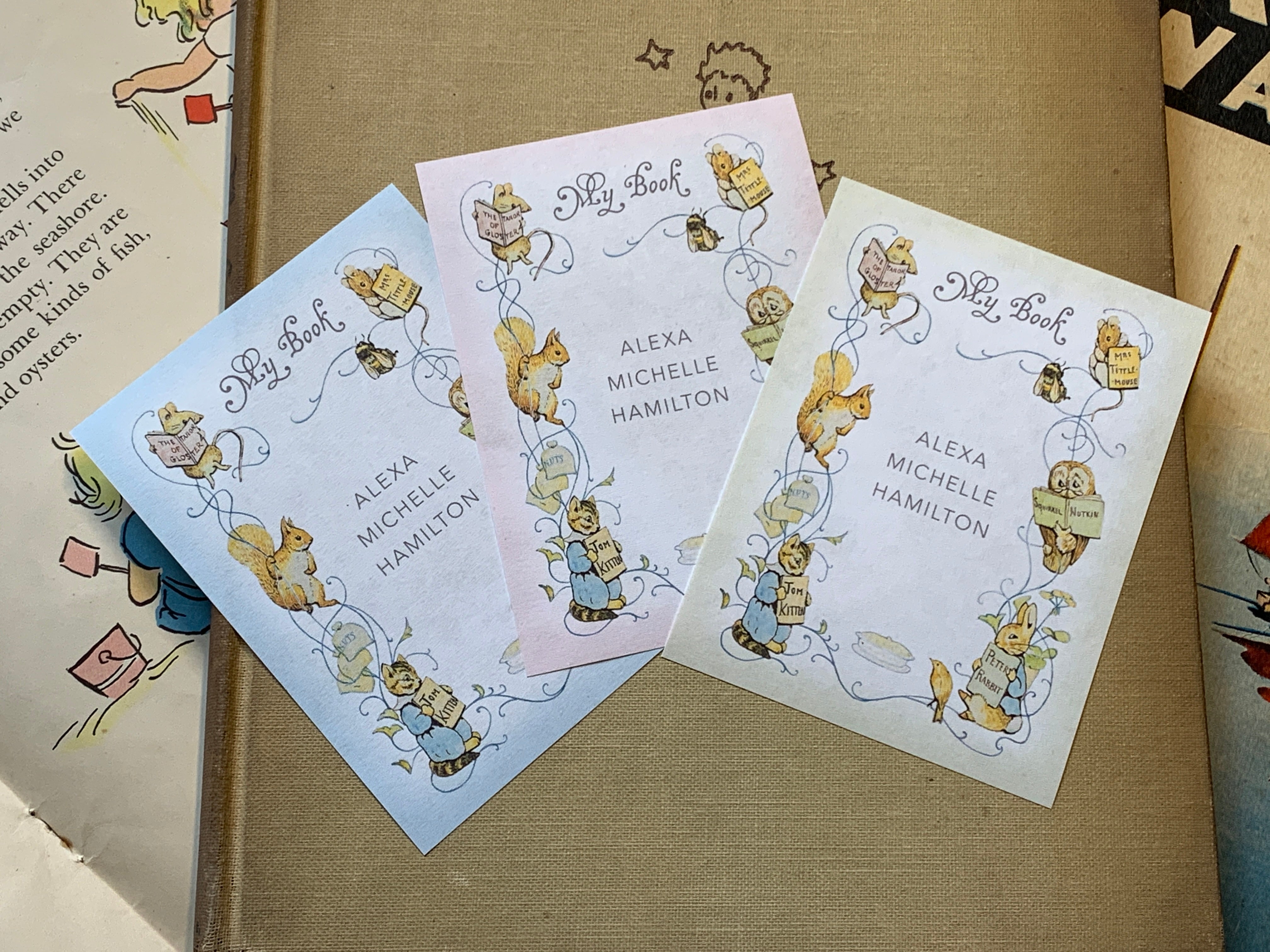 Beatrix Potter, Peter Rabbit Personalized Ex-Libris Bookplates, Crafted on Traditional Gummed Paper, 3in x 4in, Set of 30