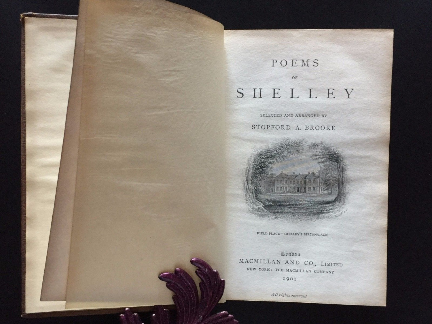 Poems of Shelley, Arranged by Stopford A. Brooke, Leather, 1902