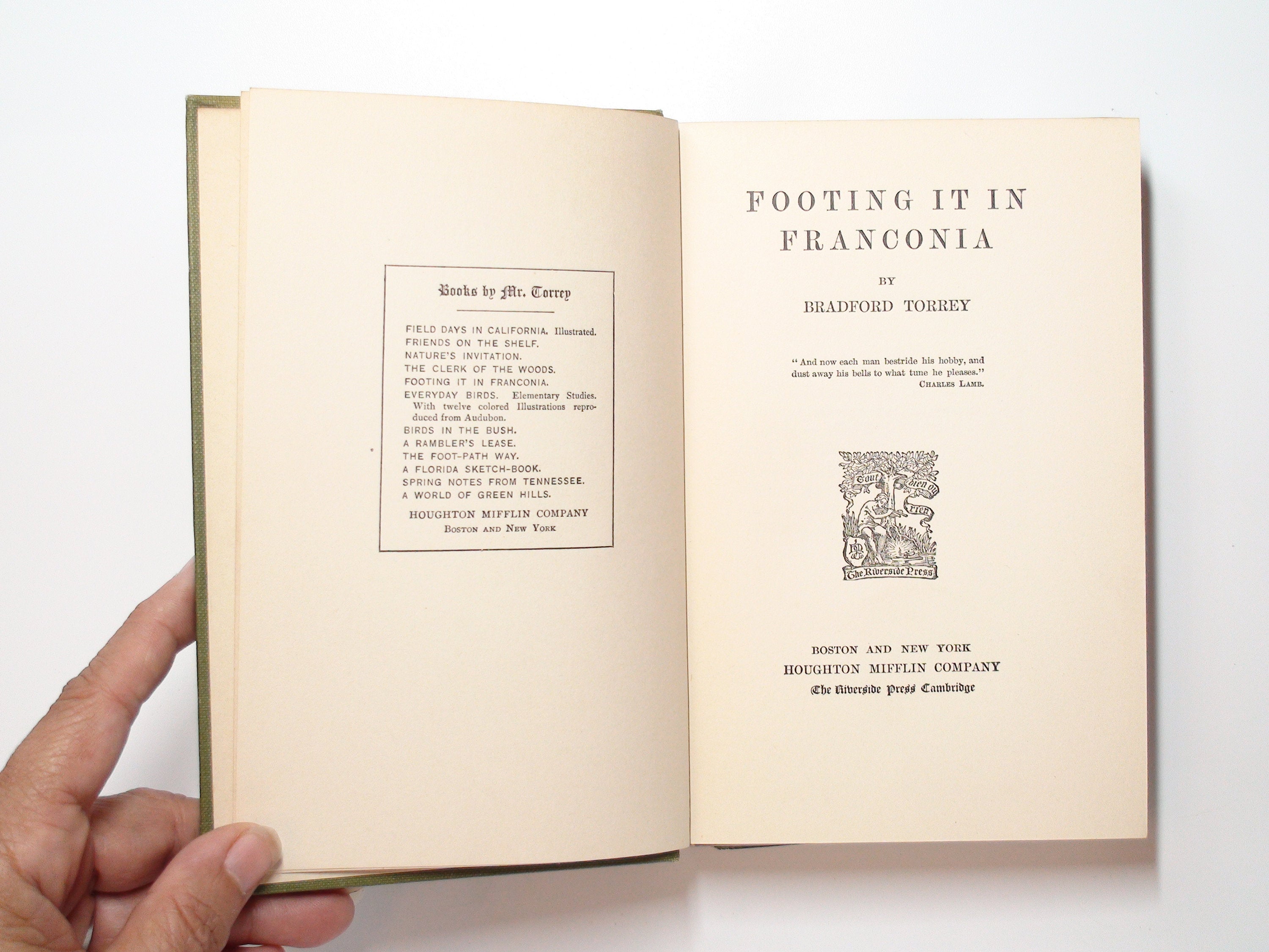 Footing it in Franconia, Bradford Torrey, 1st Ed, No D/J, October 1901