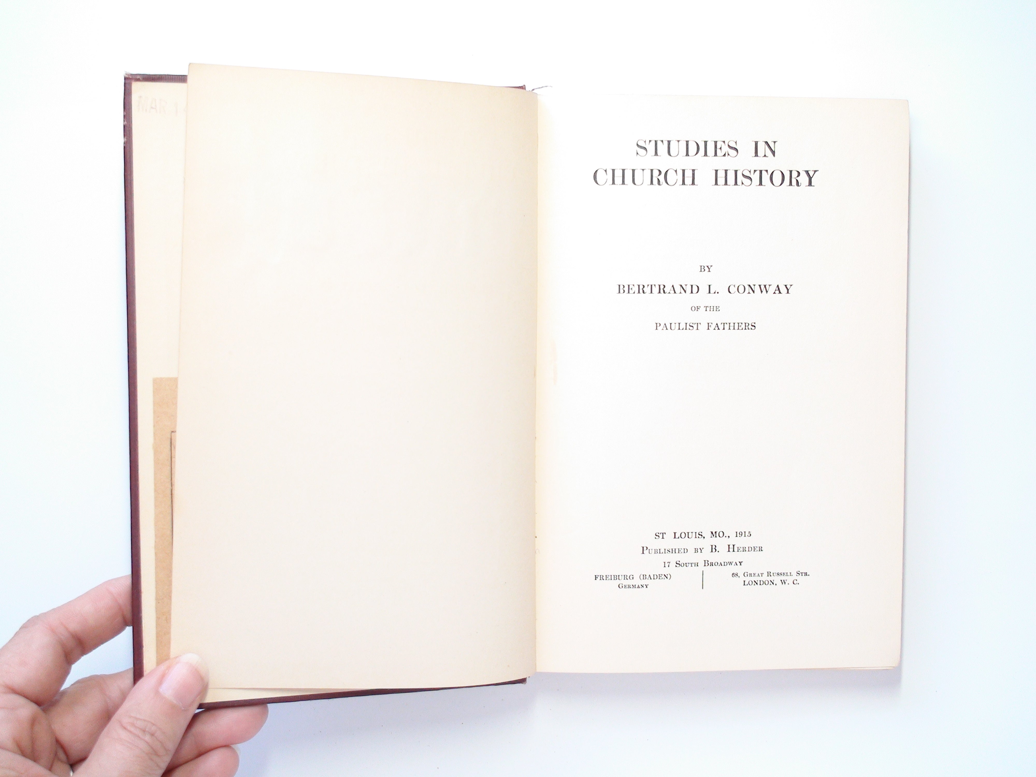 Studies in Church History, Bertrand L. Conway, Paulist Fathers, 1915