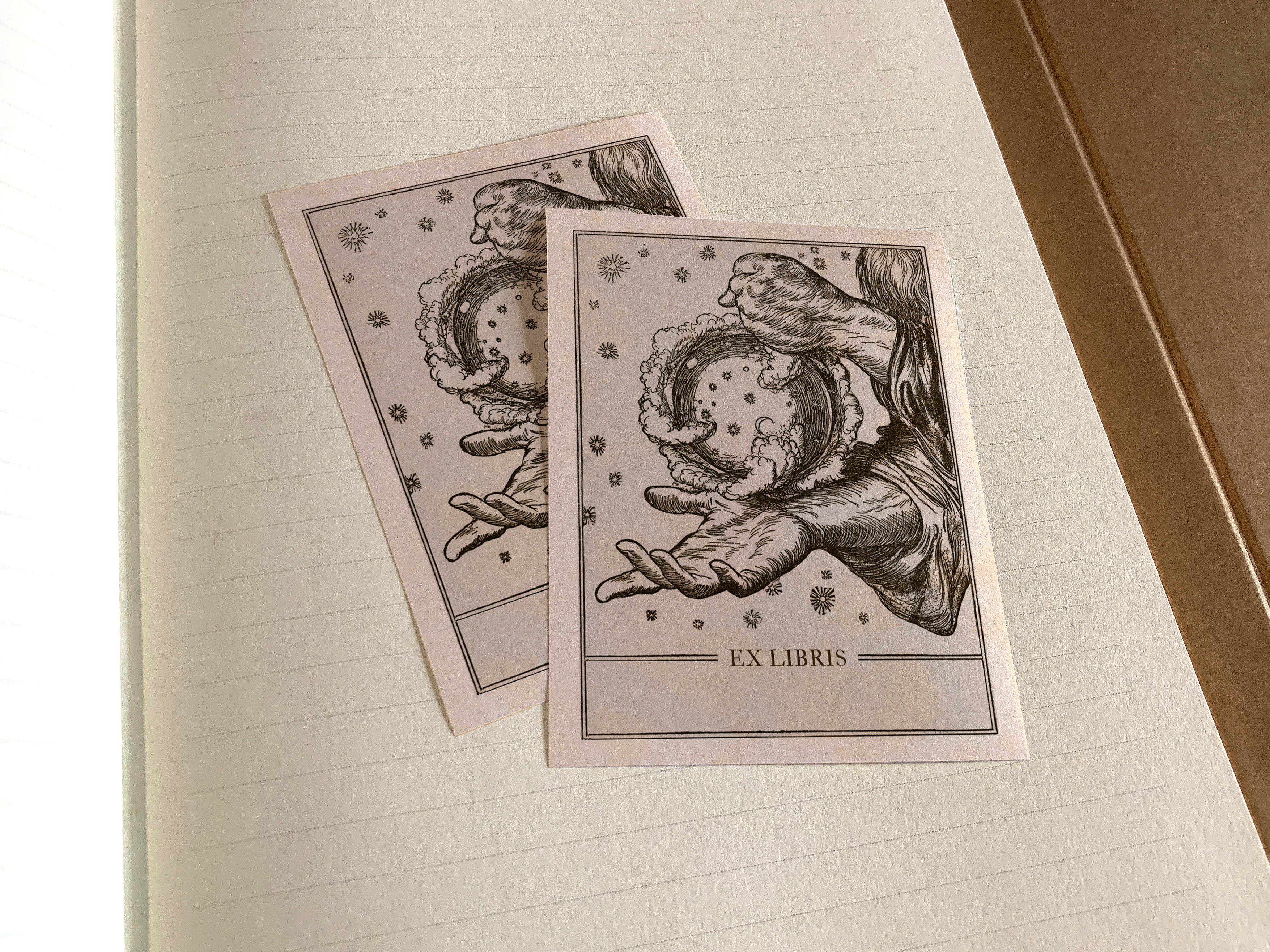 Creation, Personalized Ex-Libris Bookplates, Crafted on Traditional Gummed Paper, 3in x 4in, Set of 30
