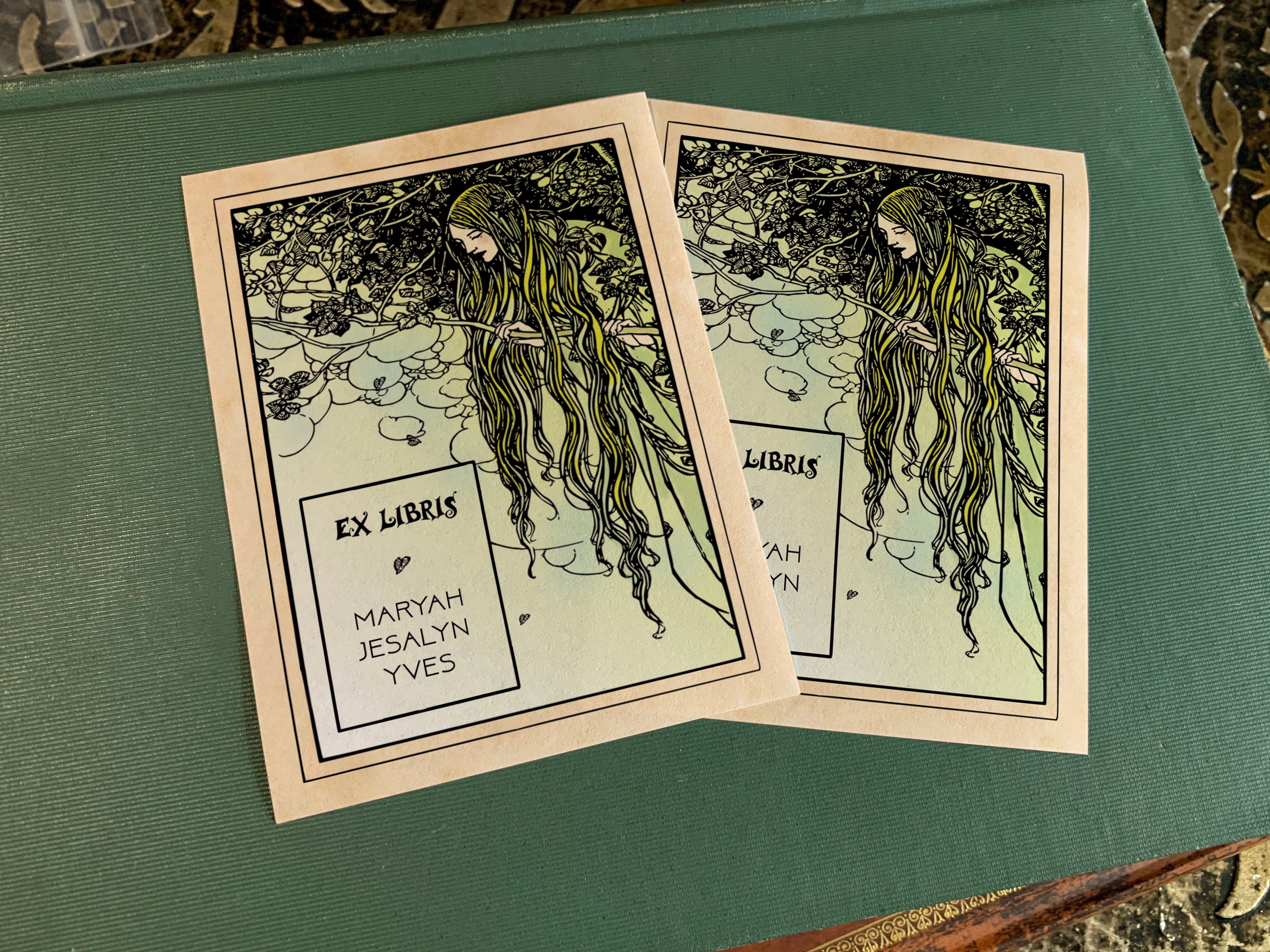 Curious Dryad, Personalized Ex-Libris Bookplates, Crafted on Traditional Gummed Paper, 3in x 4in, Set of 30