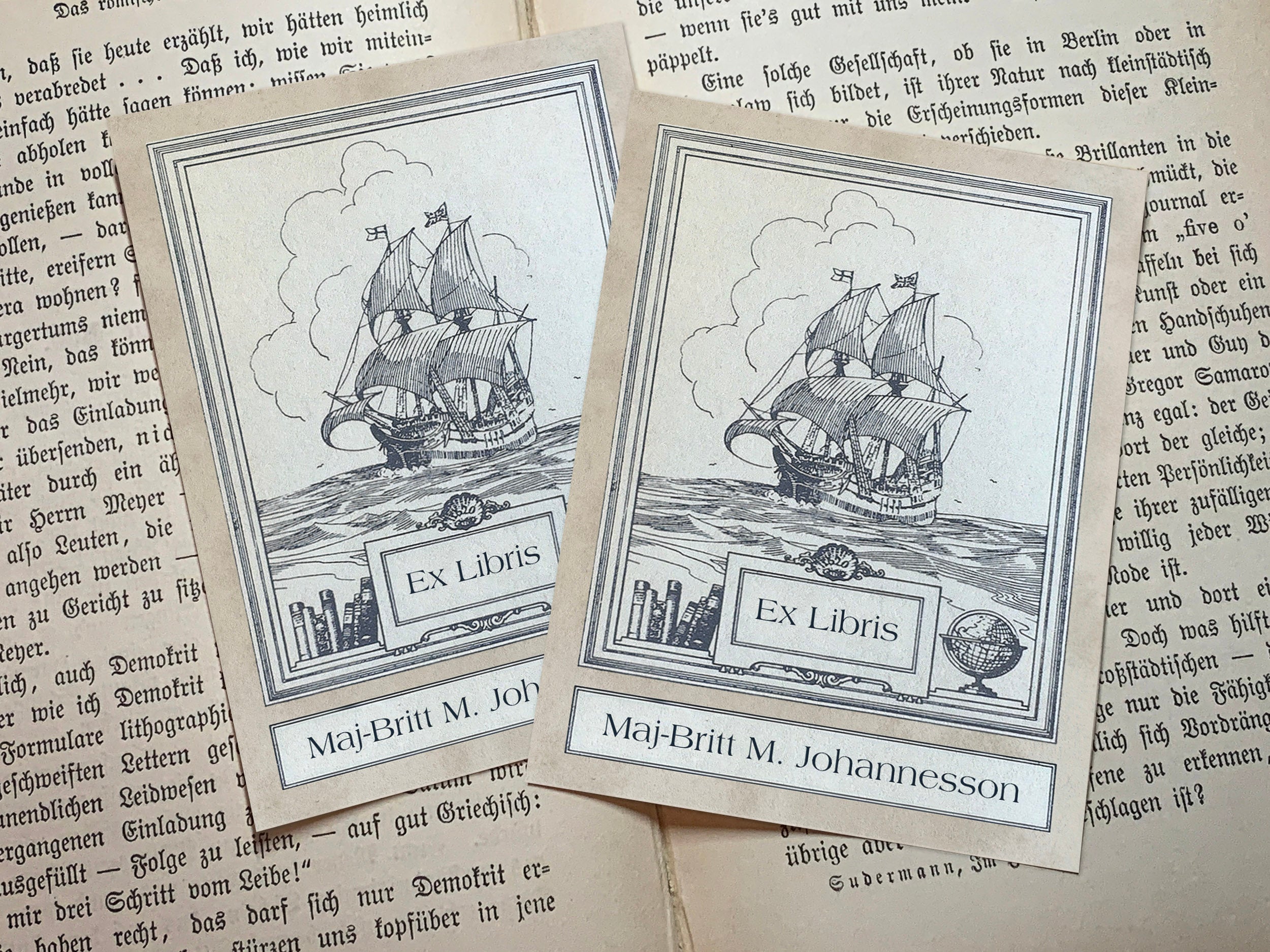 Trade Winds, Personalized Naval Ex-Libris Bookplates, Crafted on Traditional Gummed Paper, 3in x 4in, Set of 30