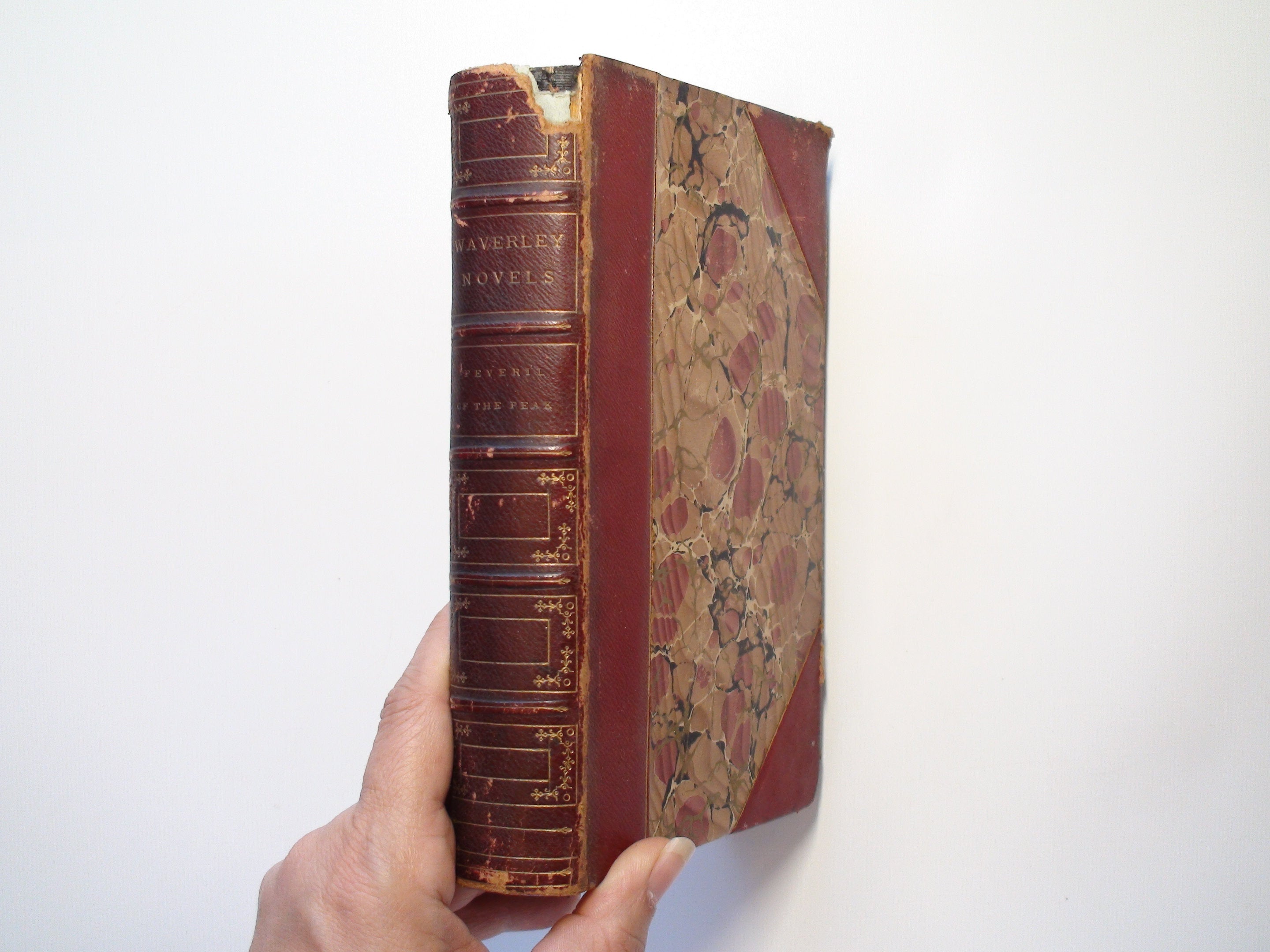 Waverly Novels Vol XV, Peveril of the Peak, by Sir Walter Scott, Leather, 1871