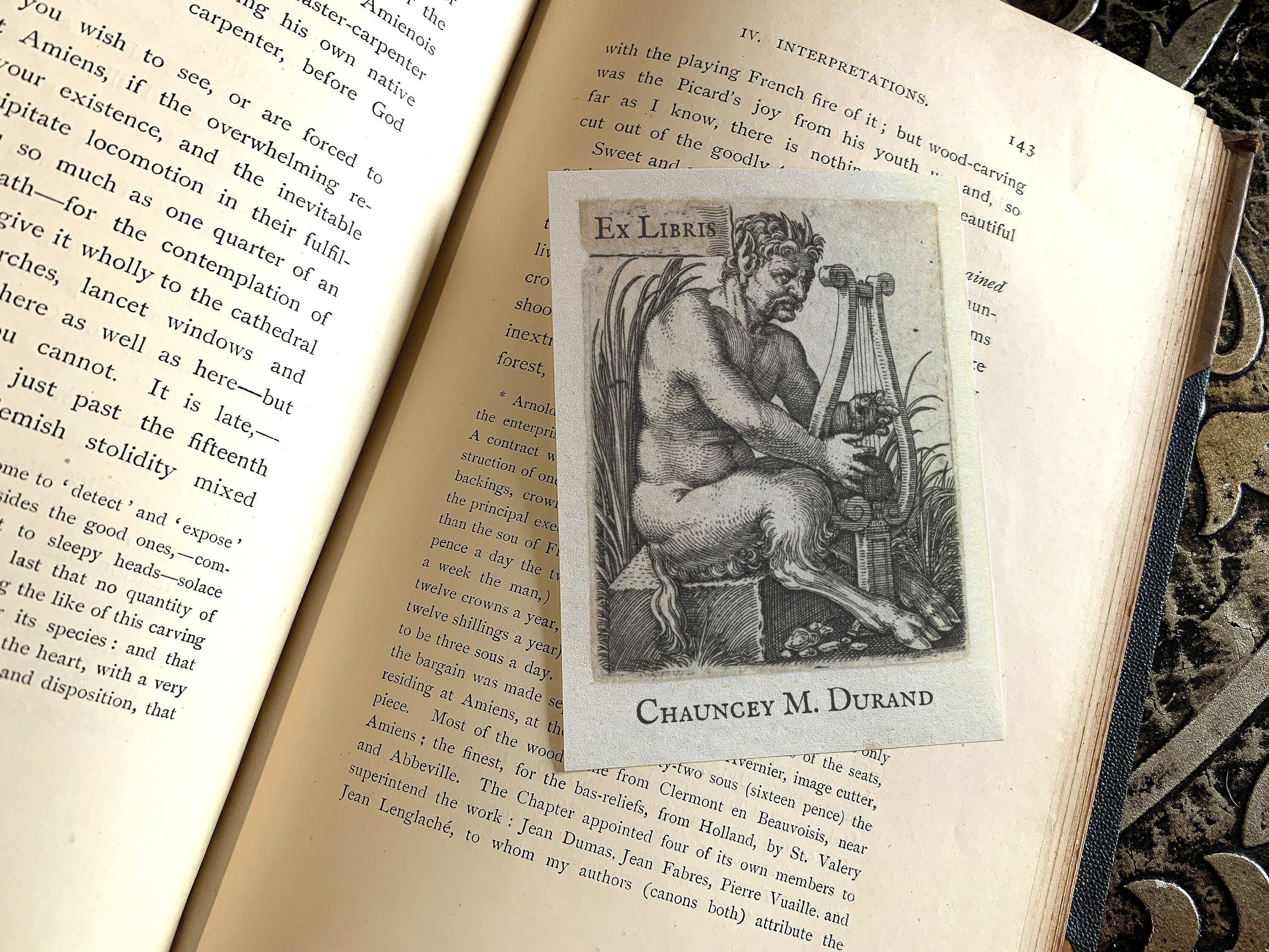 Satyr Playing Lyre, Personalized, Ex-Libris Bookplates, Crafted on Traditional Gummed Paper, 3in x 4in, Set of 30