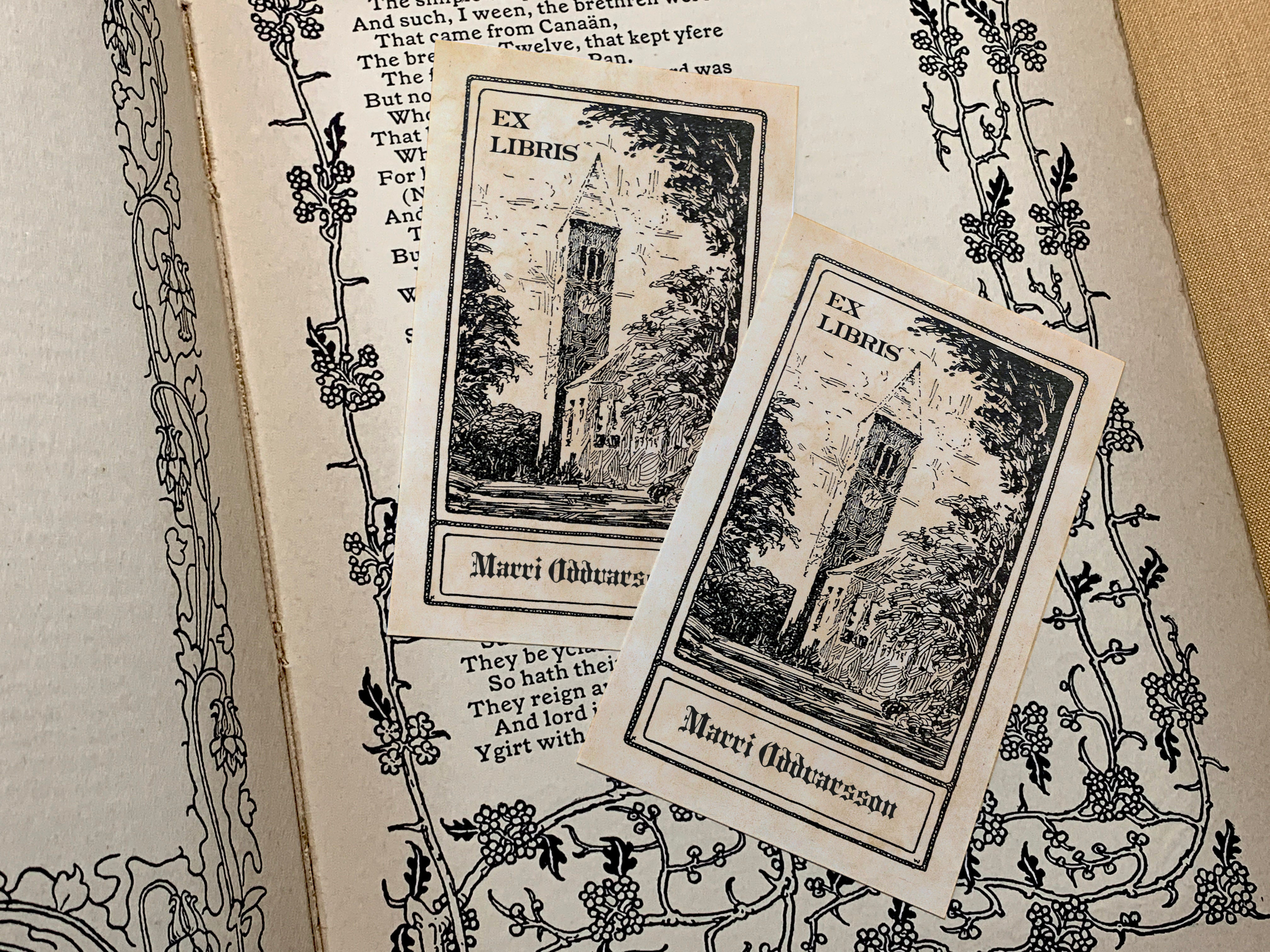 Country Churchyard, Personalized Ex-Libris Bookplates, Crafted on Traditional Gummed Paper, 2.5in x 4in, Set of 30