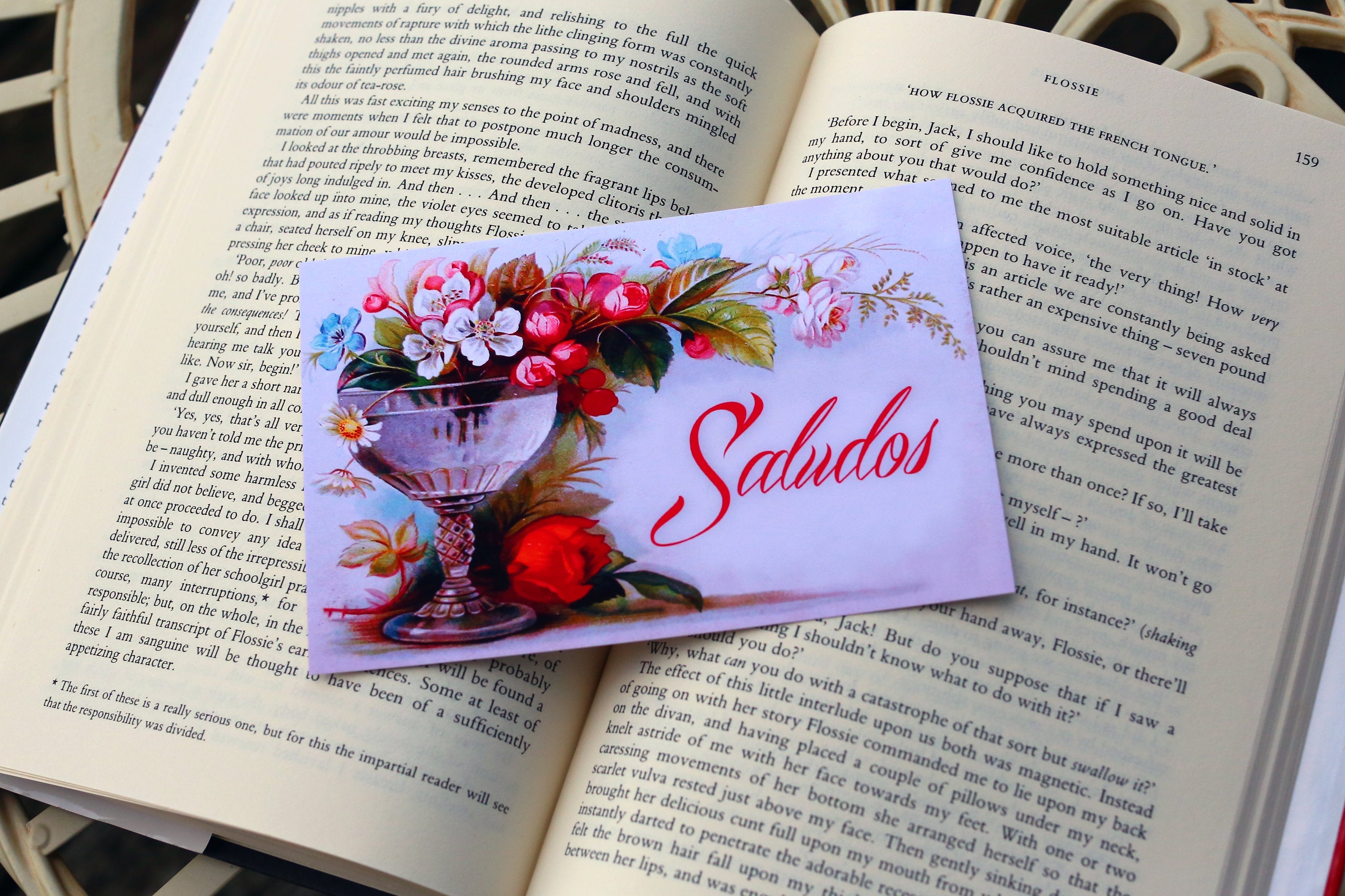 12 Tarjetas Postales Florales Victorianas en Español, "Saludos"