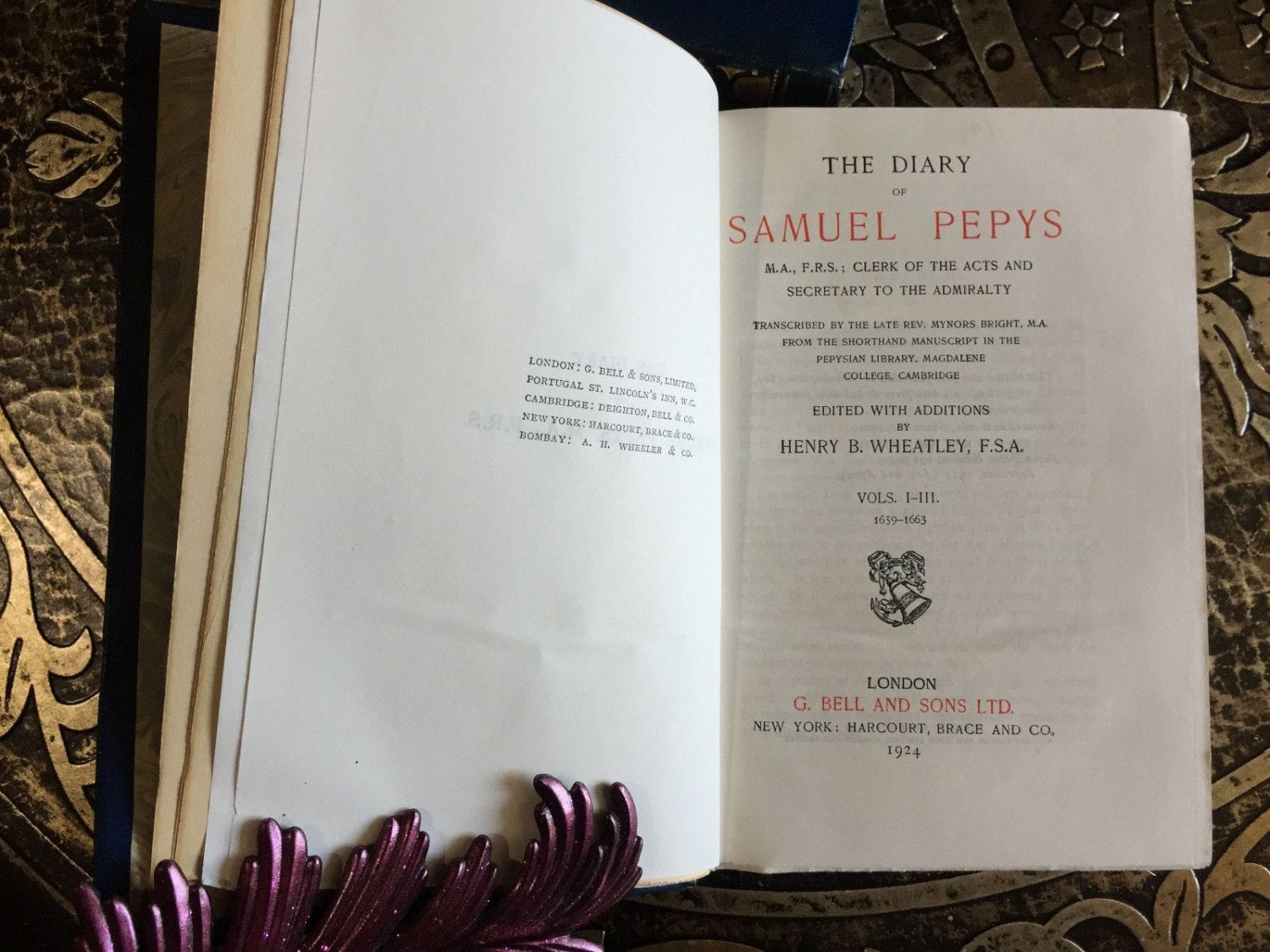 Diary of Samuel Pepys, Complete Vol I-VIII, Edited by Wheatley, Leather, 1924
