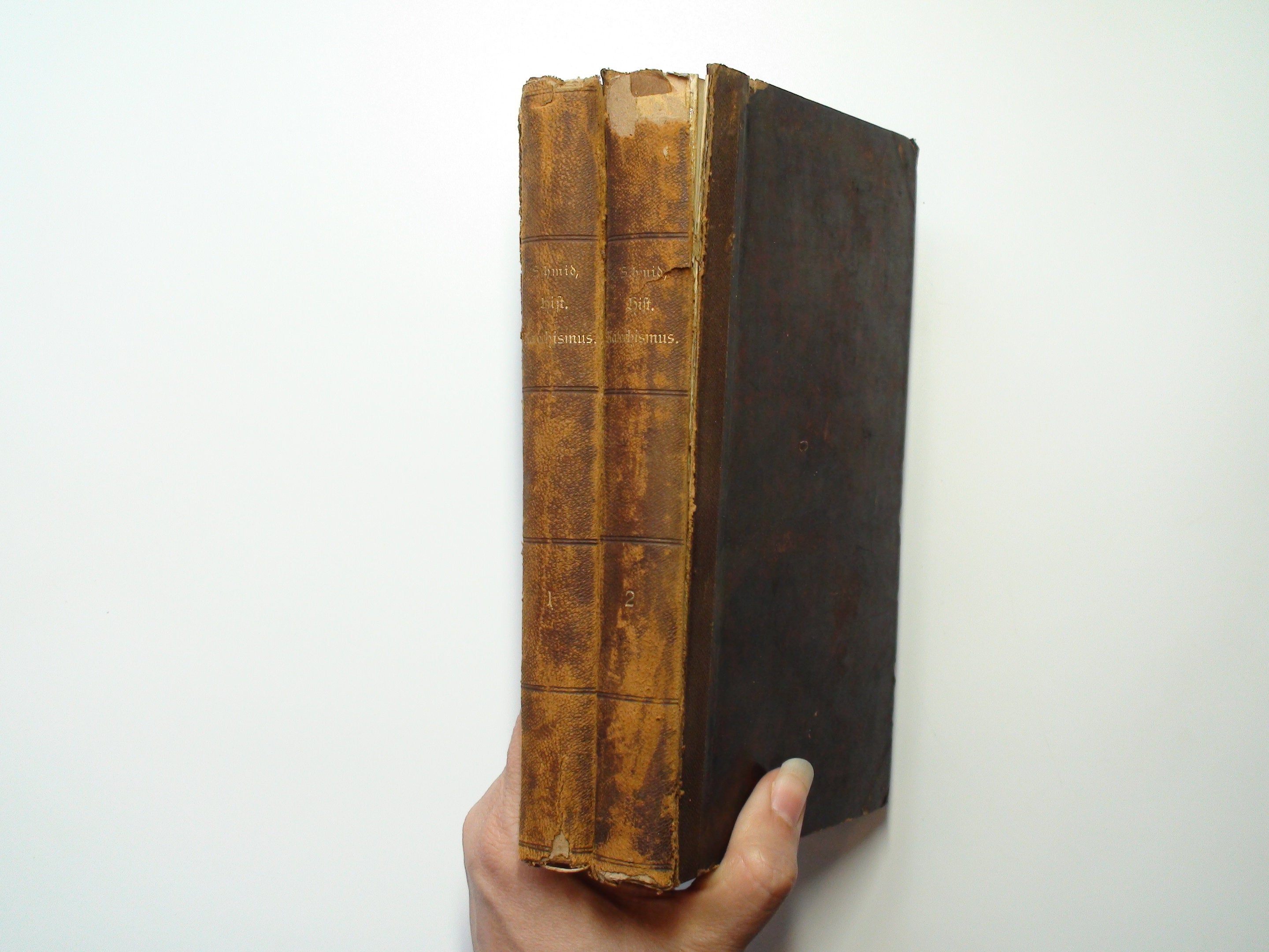 Historischer Katechismns, Johann E. Schmid, Religious German Book, Leather, 1863