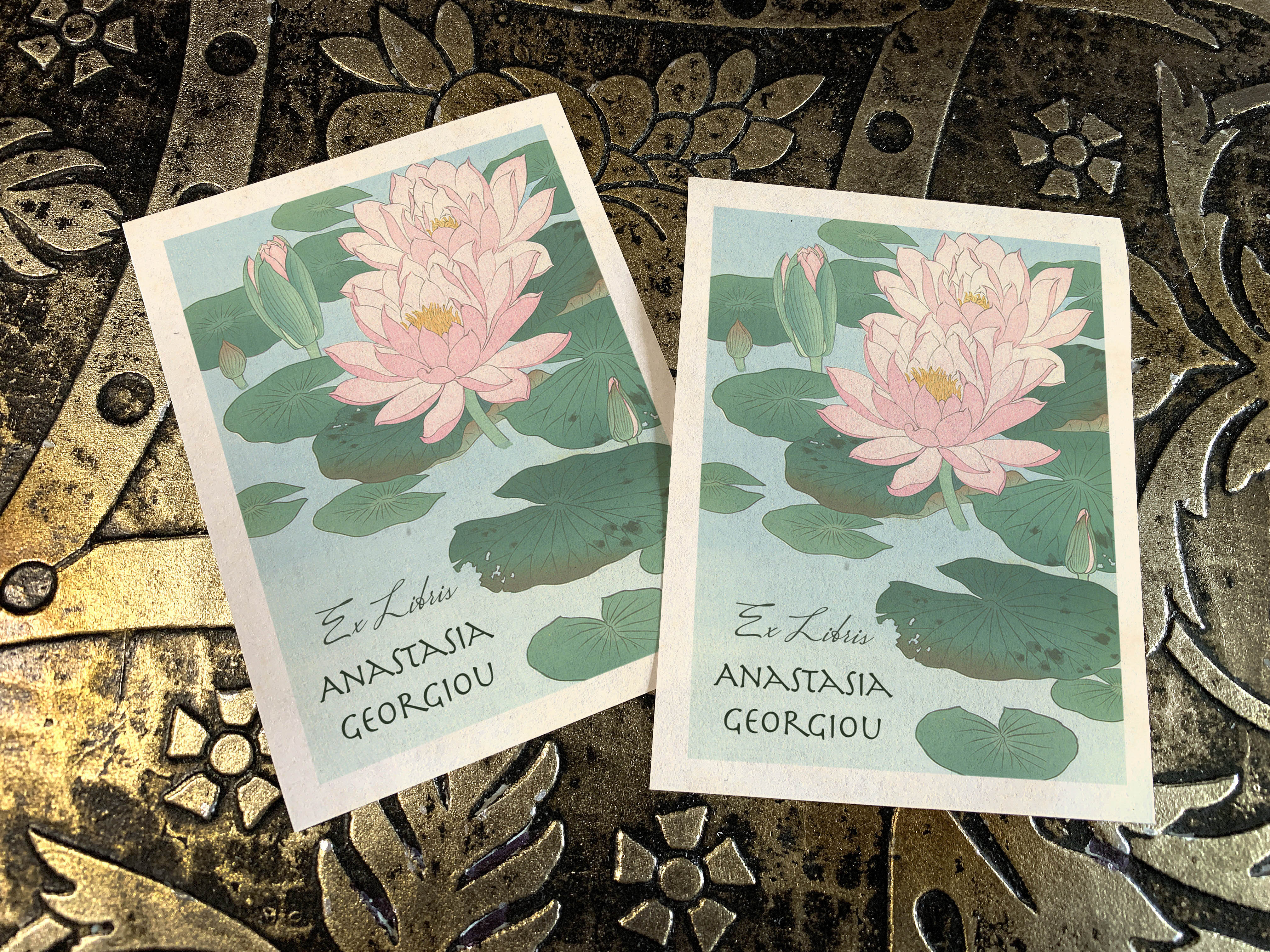 Waterlily by Ohara Koson, Personalized Ex-Libris Bookplates, Crafted on Traditional Gummed Paper, 3in x 4in, Set of 30