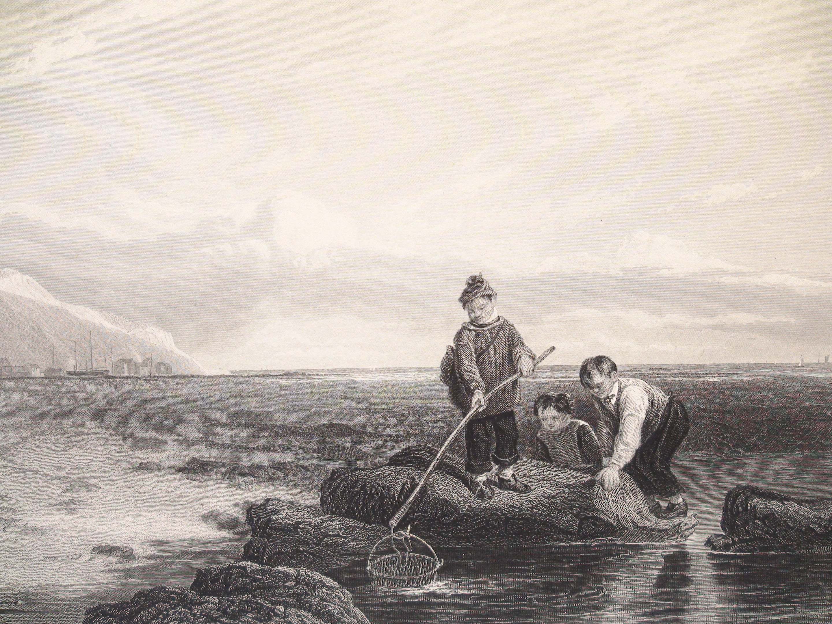 The Prawn Fishers by W. Collins, Steel Engraving by J. T. Willmore, 1860