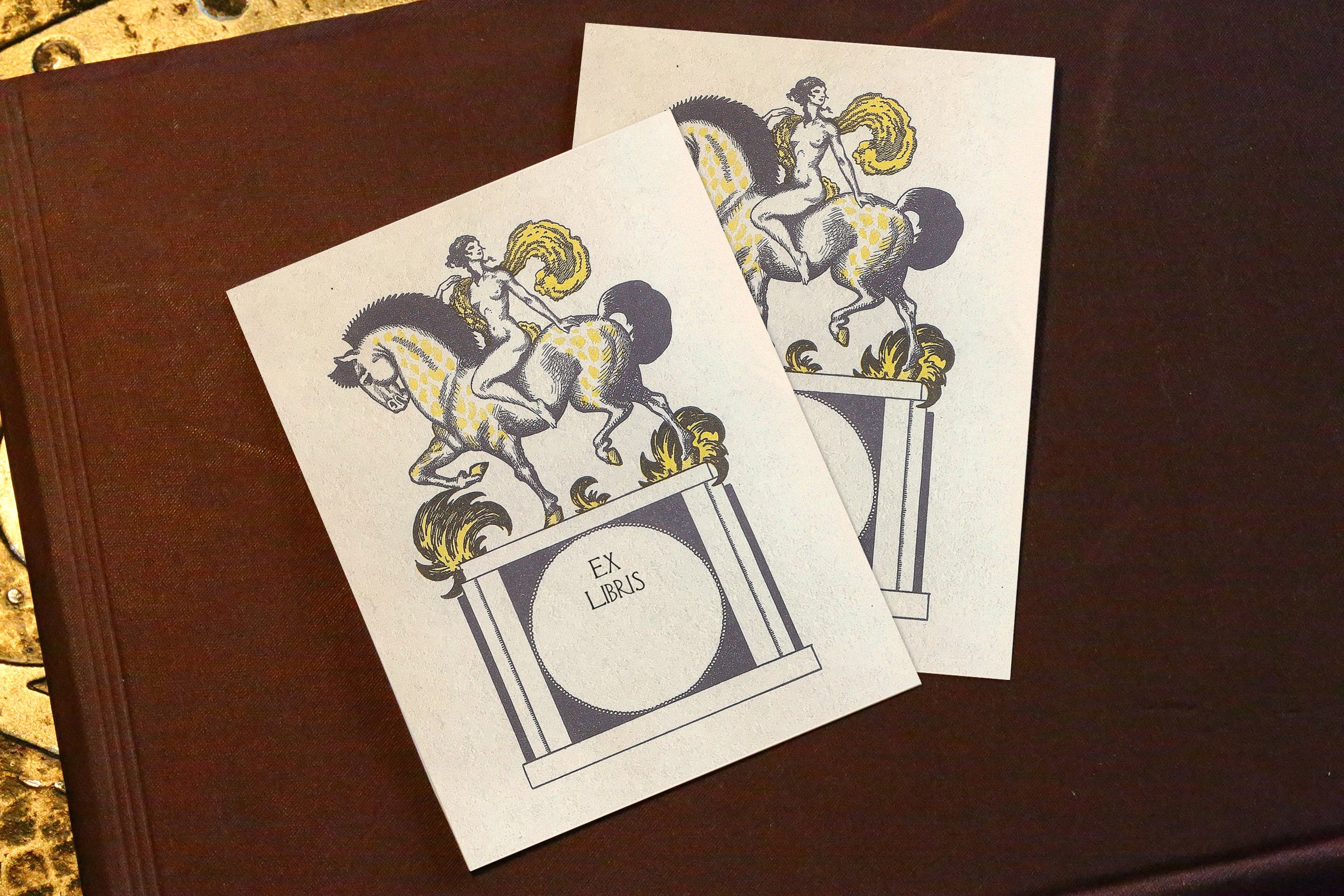Bareback Horse Rider, Erotic Personalized Gothic Ex-Libris Bookplates, Crafted on Traditional Gummed Paper, 3in x 4in, Set of 30