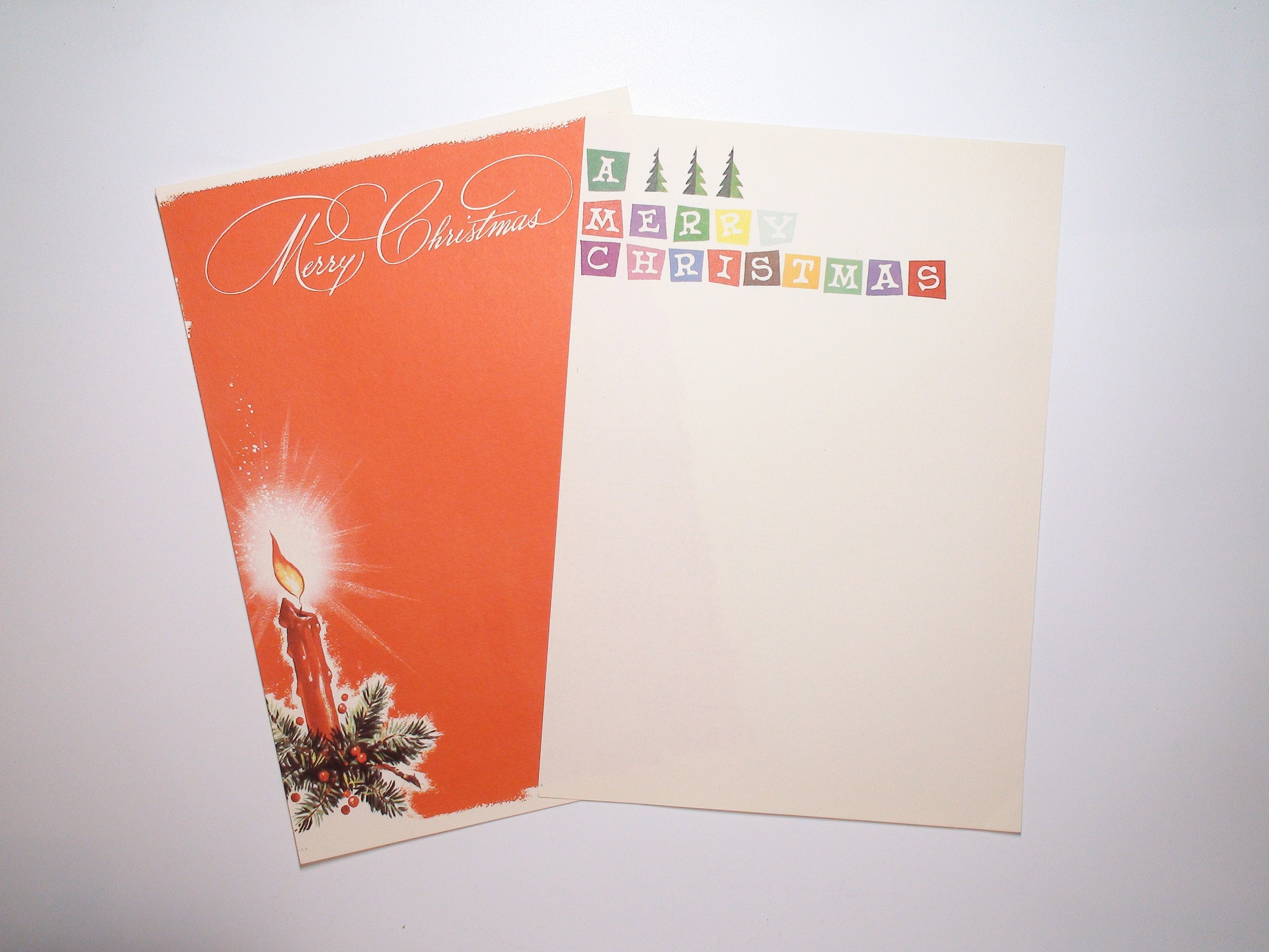 20 Sheets of Vintage Christmas Holiday Border Stationery/Letterhead for Notes and Letters, Gilt Accents, c1950s-60s