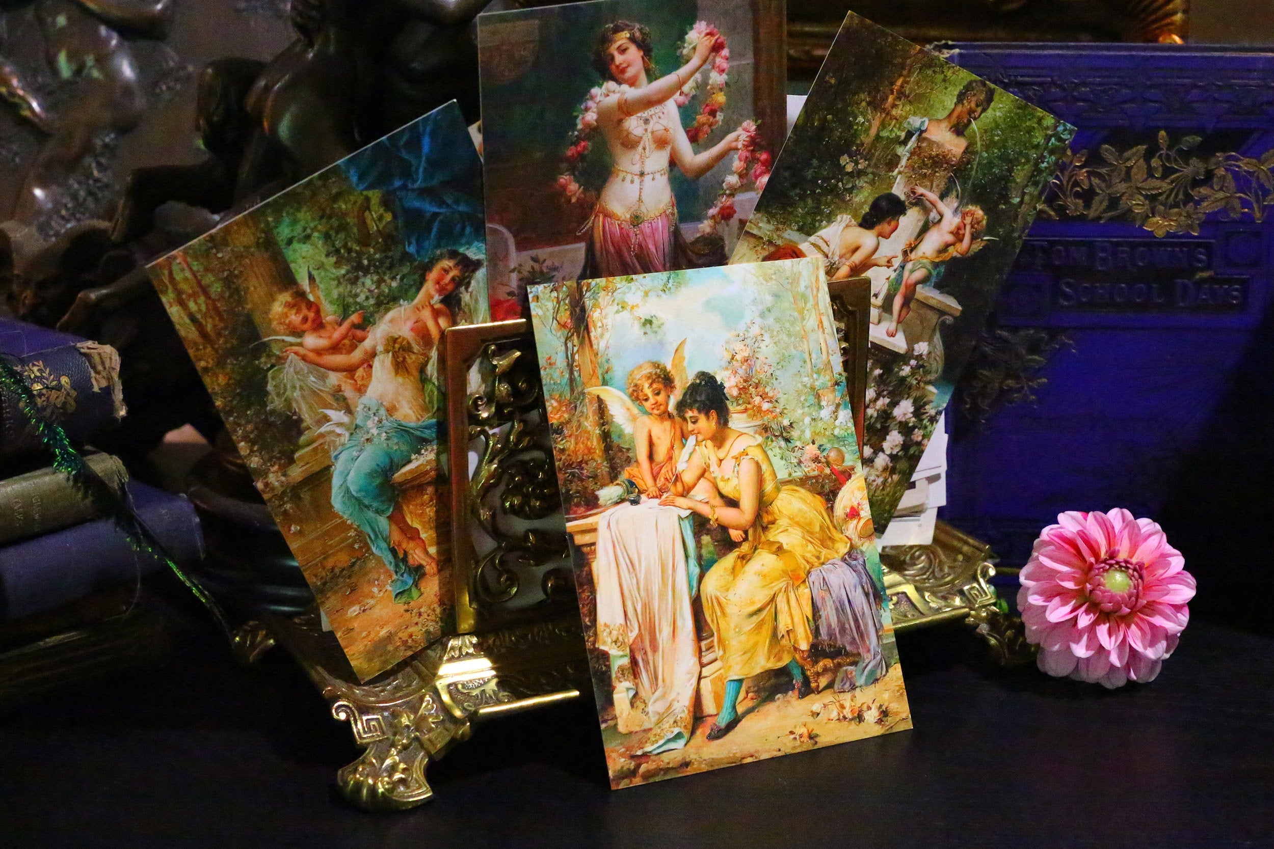 Hans Zatzka Victorian Romance Postcard/Greeting Card Set, Exclusively Designed, 6 Designs, 12 Cards