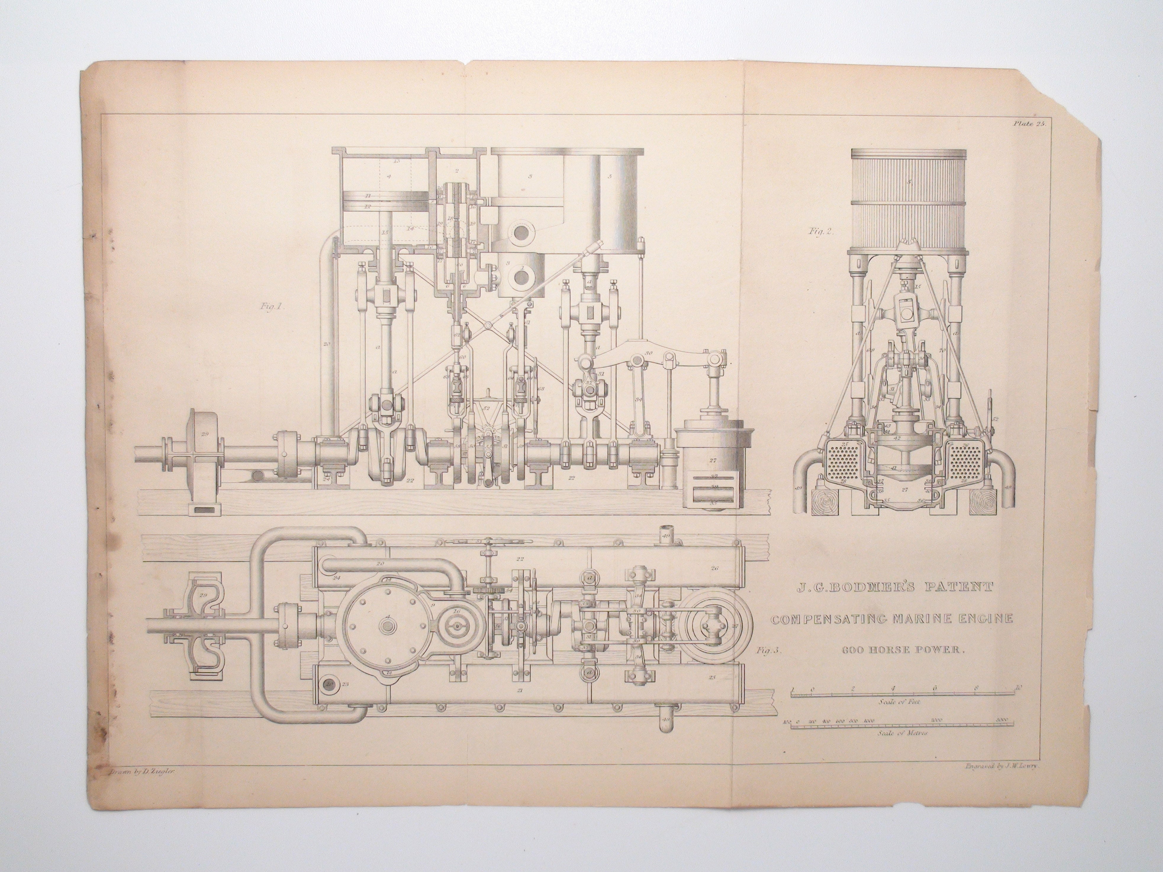 Two Victorian Patent Prints, Compensating Marine Engine, Improved Air Engine