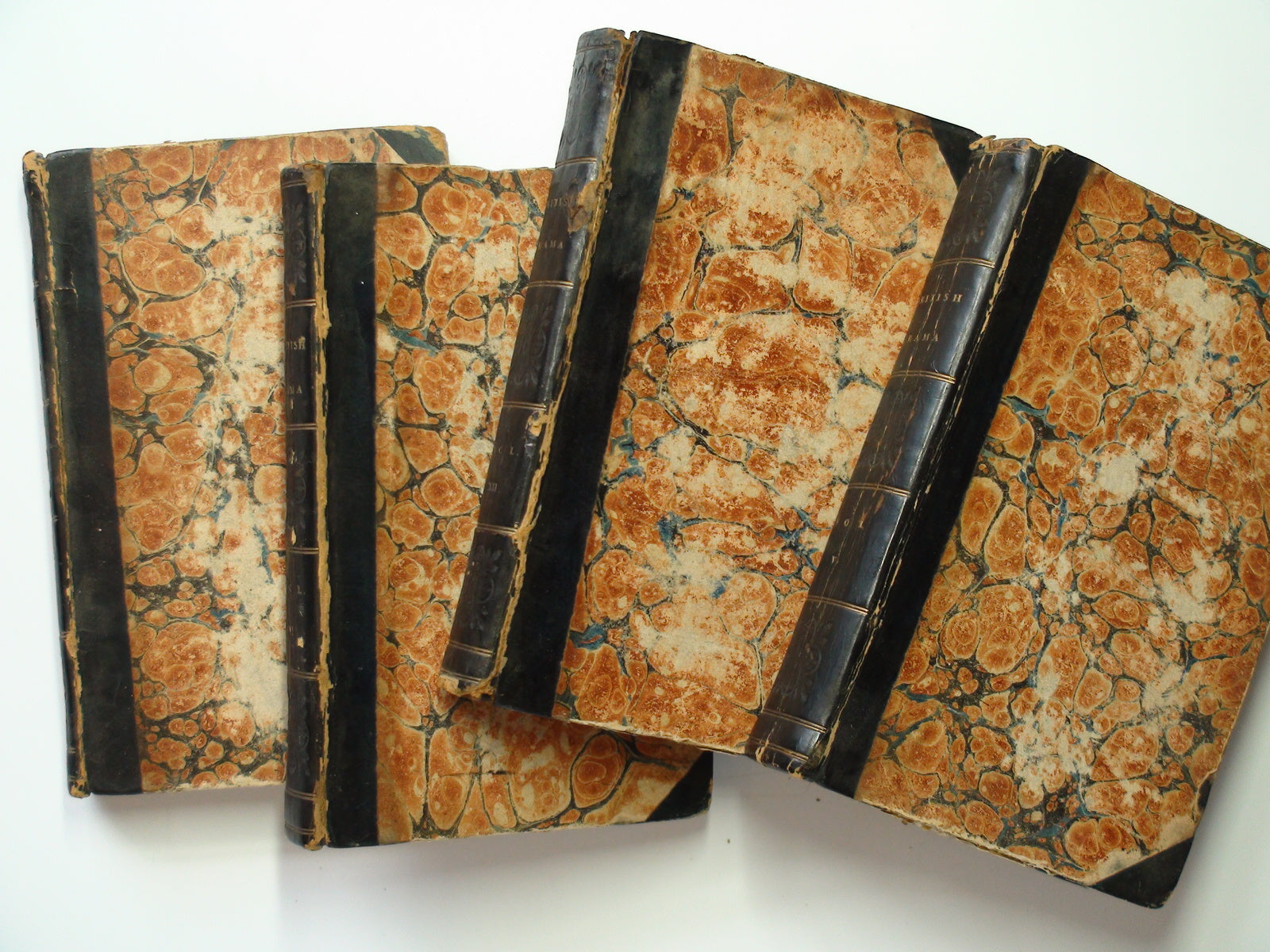 British Drama, 4 Vols, Vol V, VI, VIII, XII, Leather, Cooke's Ed, Rare, 1817
