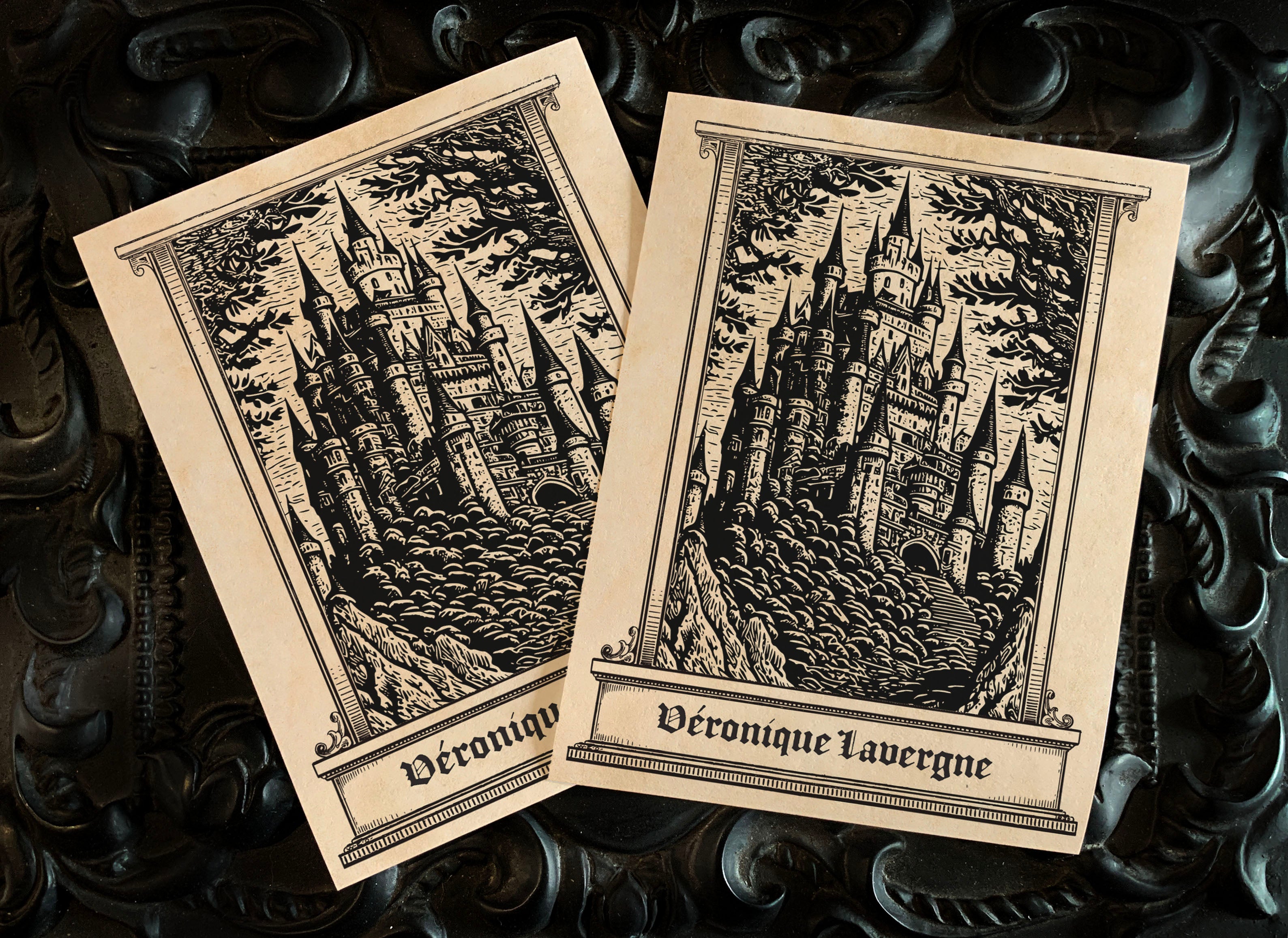 Fantasy Castle, Personalized Ex-Libris Bookplates, Crafted on Traditional Gummed Paper, 3in x 4in, Set of 30