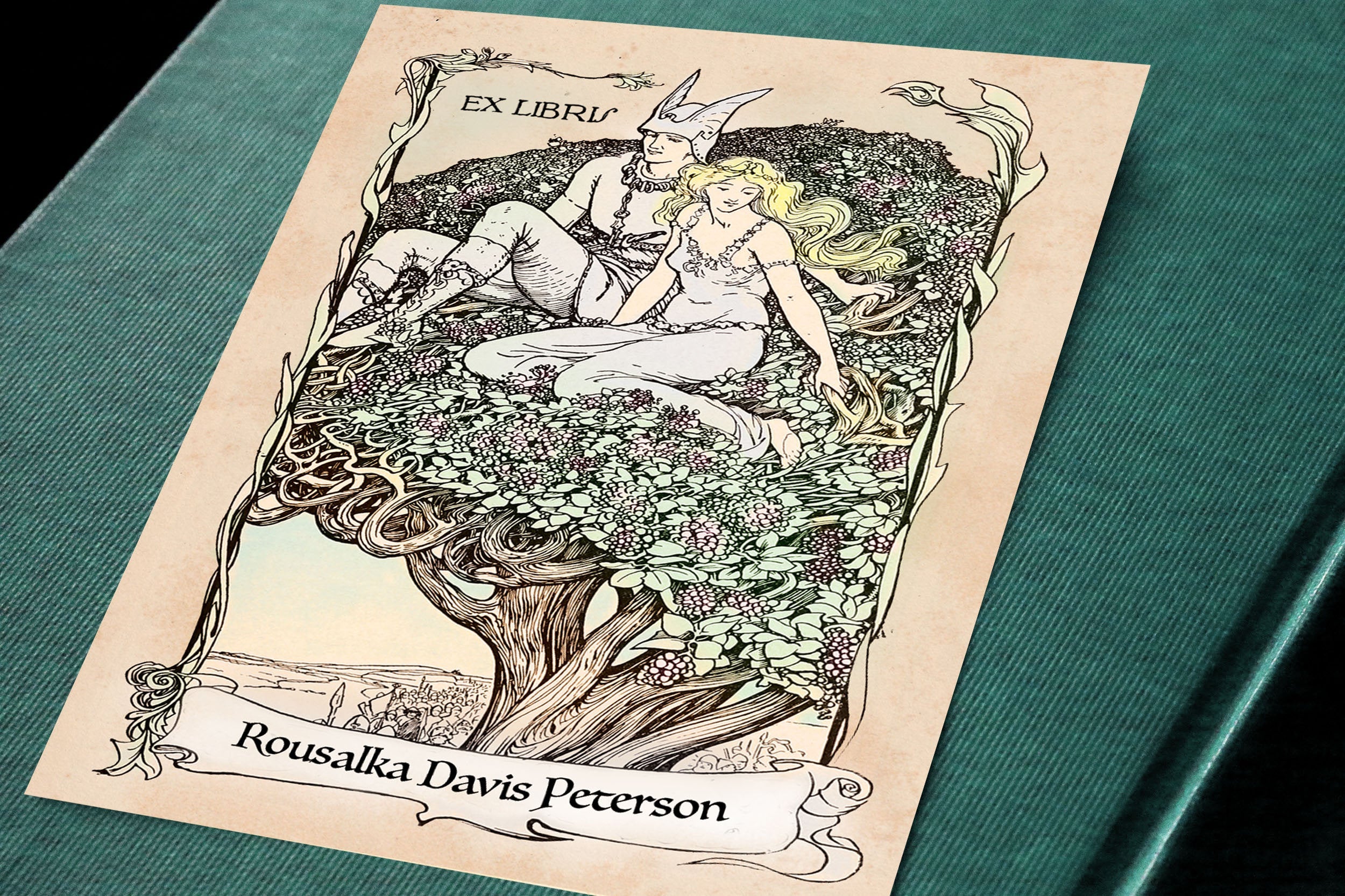 Fenian Cycle Irish Fairytale, Personalized Ex-Libris Bookplates, Crafted on Traditional Gummed Paper, 3in x 4in, Set of 30