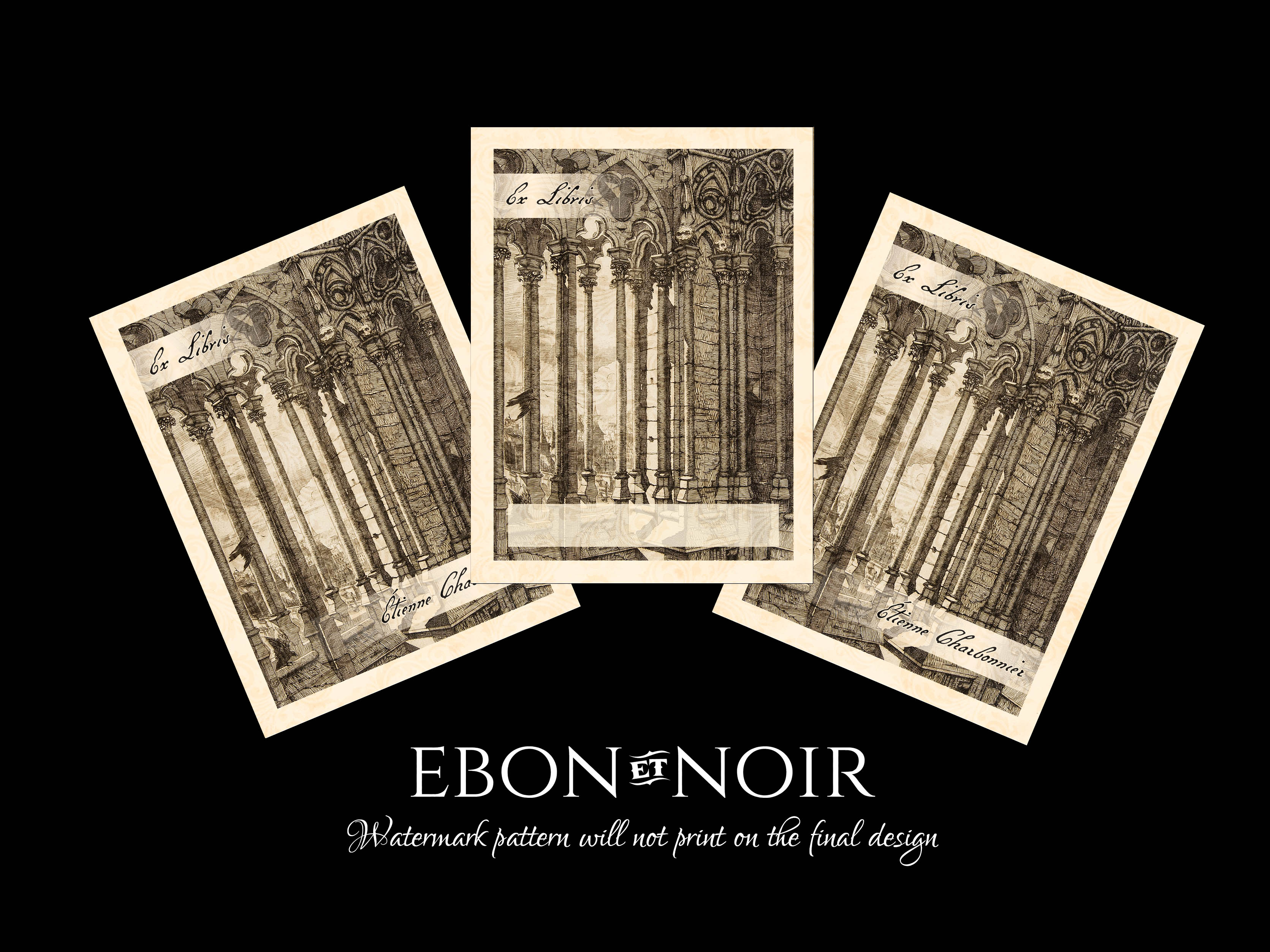 Notre Dame Gallery, Personalized Gothic Ex-Libris Bookplates, Crafted on Traditional Gummed Paper, 3in x 4in, Set of 30