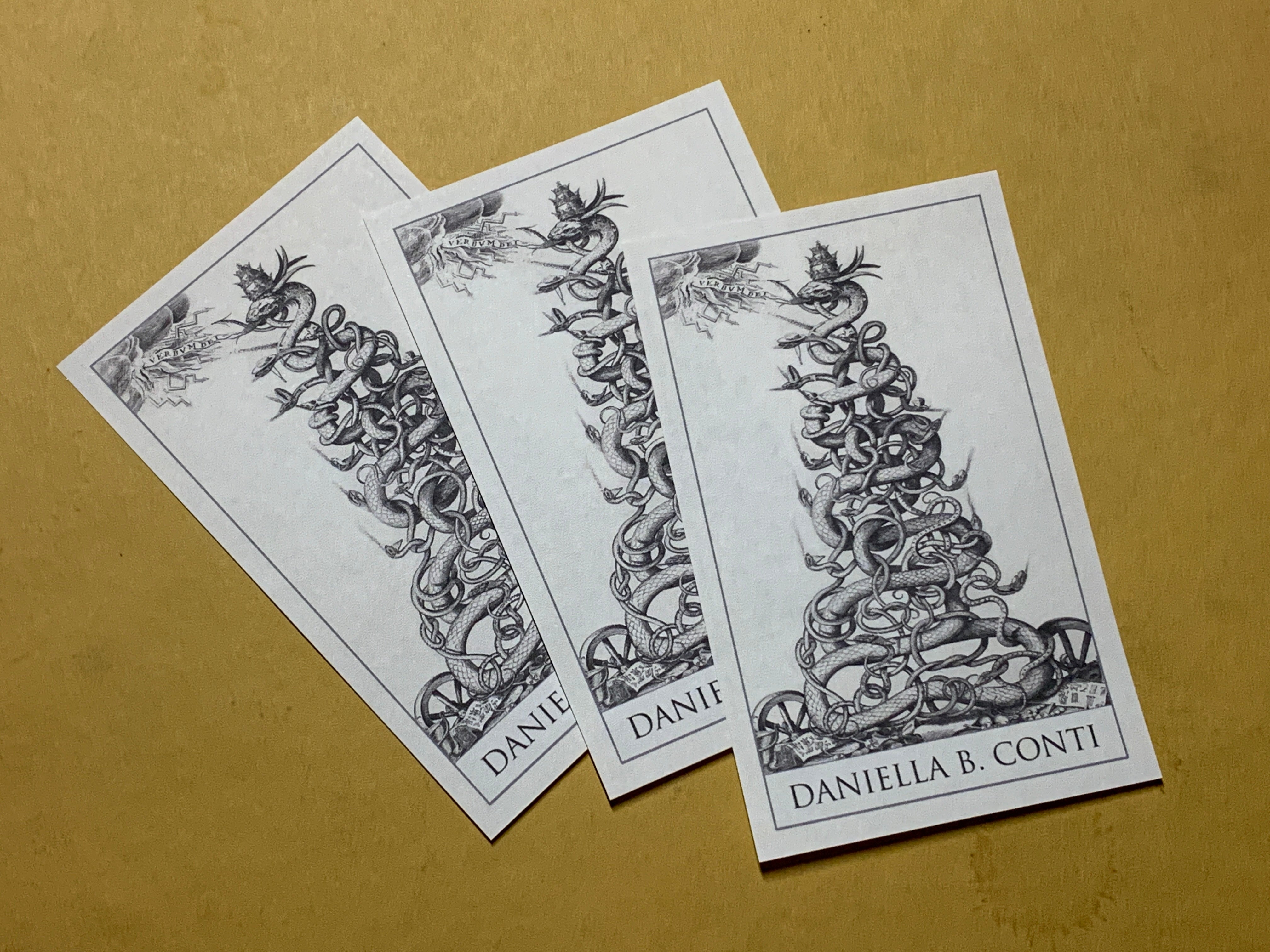 Snake Tower, Personalized Ex-Libris Bookplates, Crafted on Traditional Gummed Paper, 4in x 2.5in, Set of 30