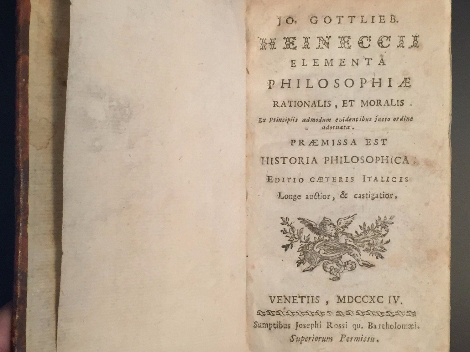 Elementa Philosophiae Rationalis, et Moralis, Jo. Gottlieb Heineccius, 1794